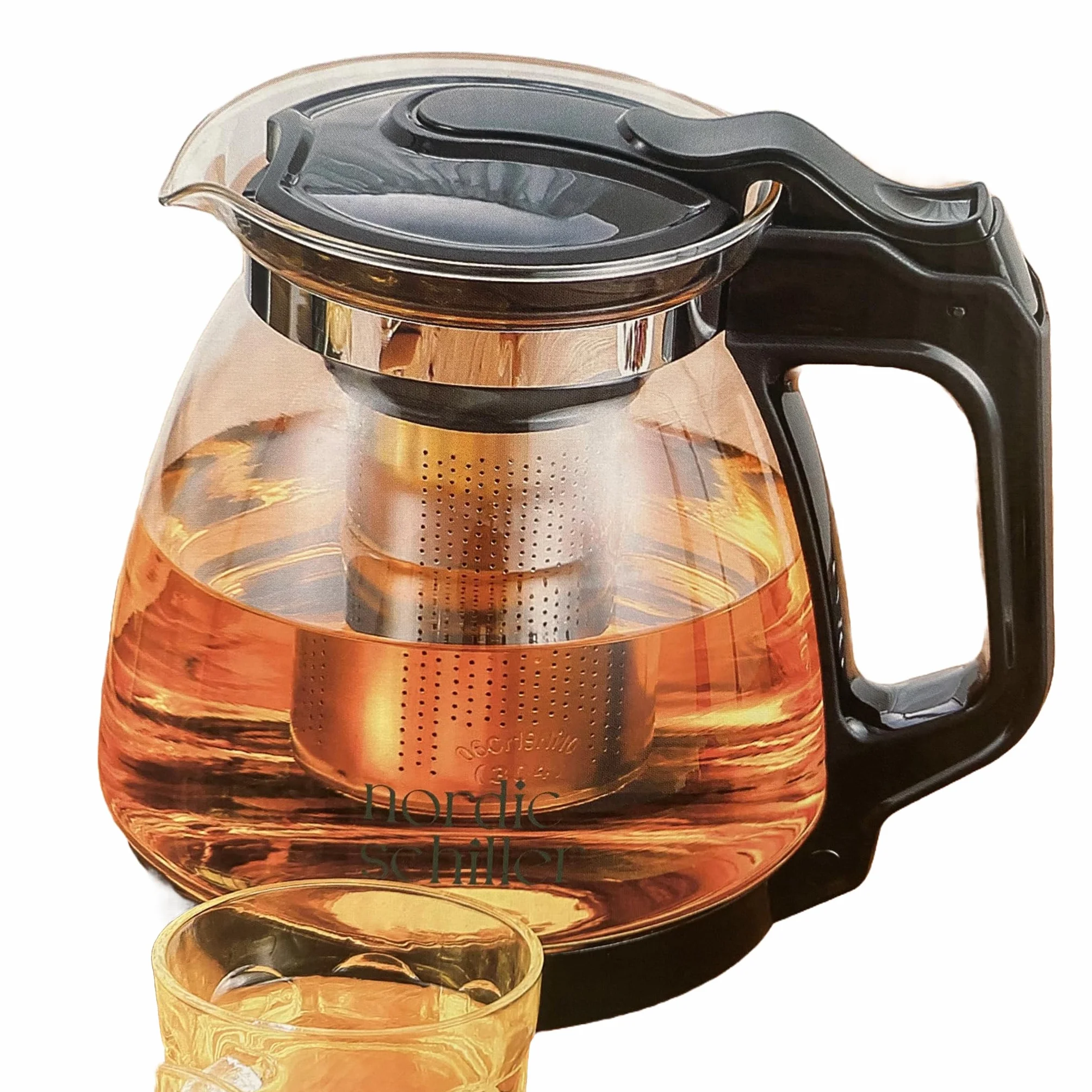 DMA-Z Dzbanek do herbaty, szklany dzbanek do herbaty, odporny na wysokie temperatury, z pokrywką, 1700 ml, dzbanek do herbaty z sitkiem, z sitkiem, szklanym dzbankiem do herbaty (1700 ml)