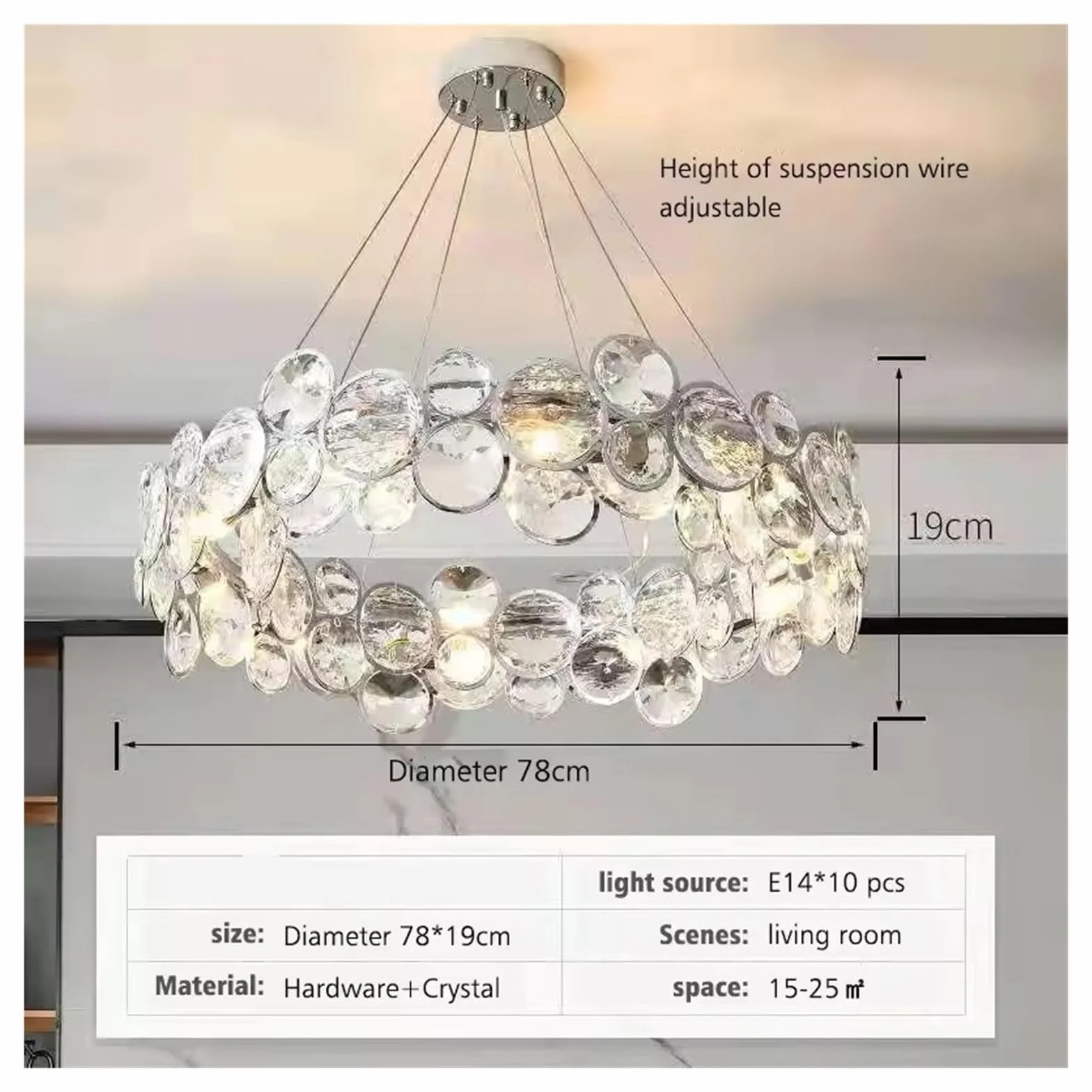 Styl nordycki chromowany żyrandol luksusowe kryształowe lampy wiszące LED do salonu nowoczesna romantyczna lampa wisząca do sypialni jadalni, nowoczesne oświetlenie (78 cm)