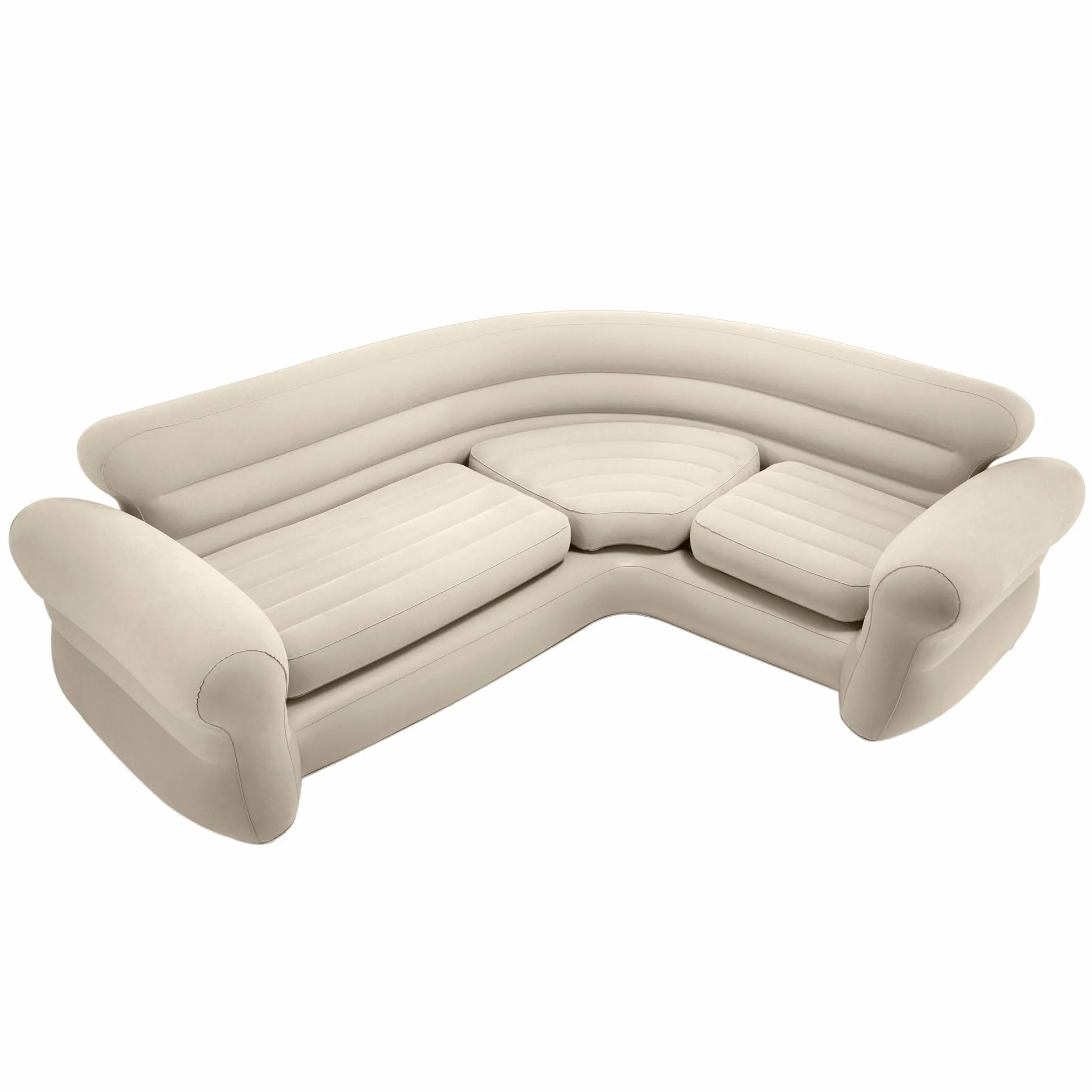 Intex Sofa Narożna, Winyl, Beżowy, 2.03 x 2.57 x 0.76 m