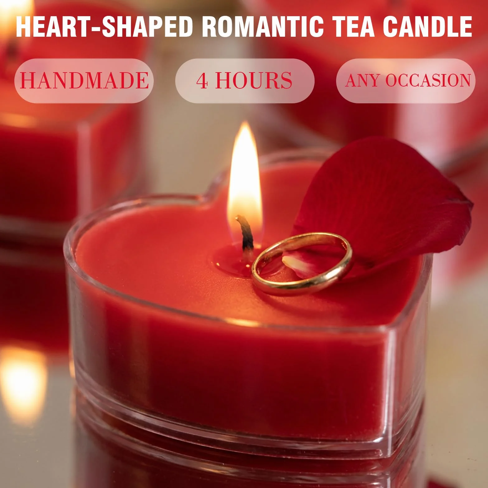 9 romantycznych świeczek typu tealight w kształcie serca, romantyczne świece w kształcie serca, na Walentynki, urodziny, propozycje, wesele, przyjęcie, zaręczyny, czerwone
