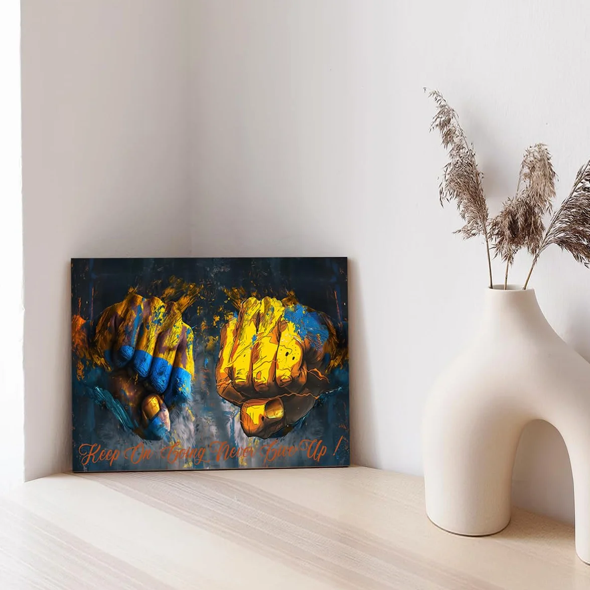 PIY PAINTING Niebiesko-żółte obrazy ścienne, inspirowane płótno malarskie, obrazy na płótnie poncz, wydruki na płótnie do sypialni, salonu, biura, klasy, 30 x 40 cm, drewniana rama wewnętrzna