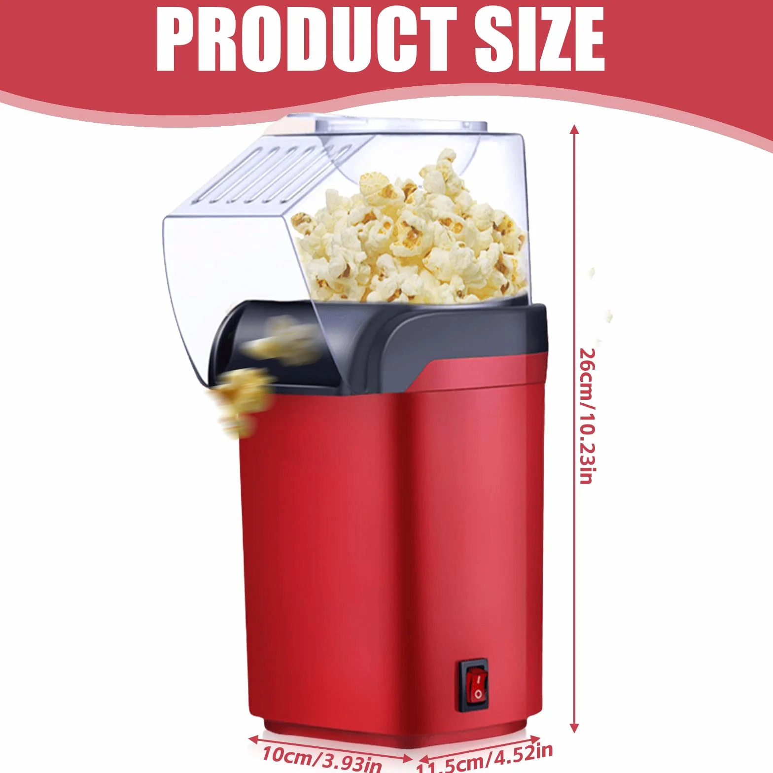 Maszyna do popcornu na gorące powietrze 1200 W beztłuszczowa szybki popcorn 2-3 minuty obsługa jednym dotknięciem kompaktowy