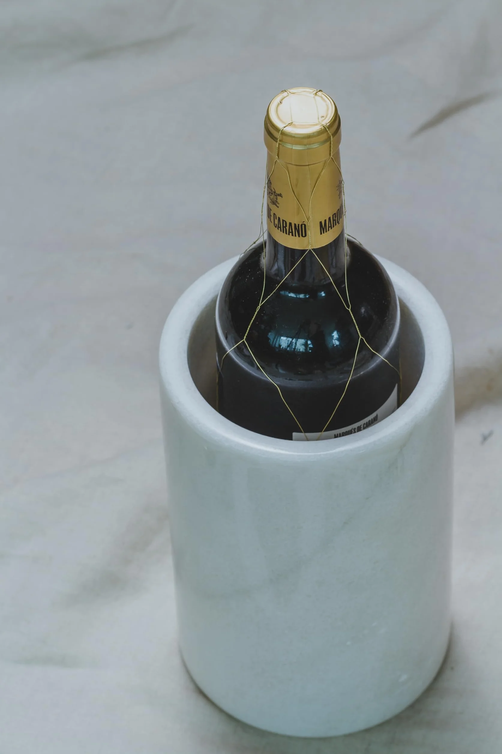 Artesà Marble Wine Cooler, wysokiej jakości uchwyt na napoje/butelki z naturalnego kamienia, chłodziarka do wina – biały