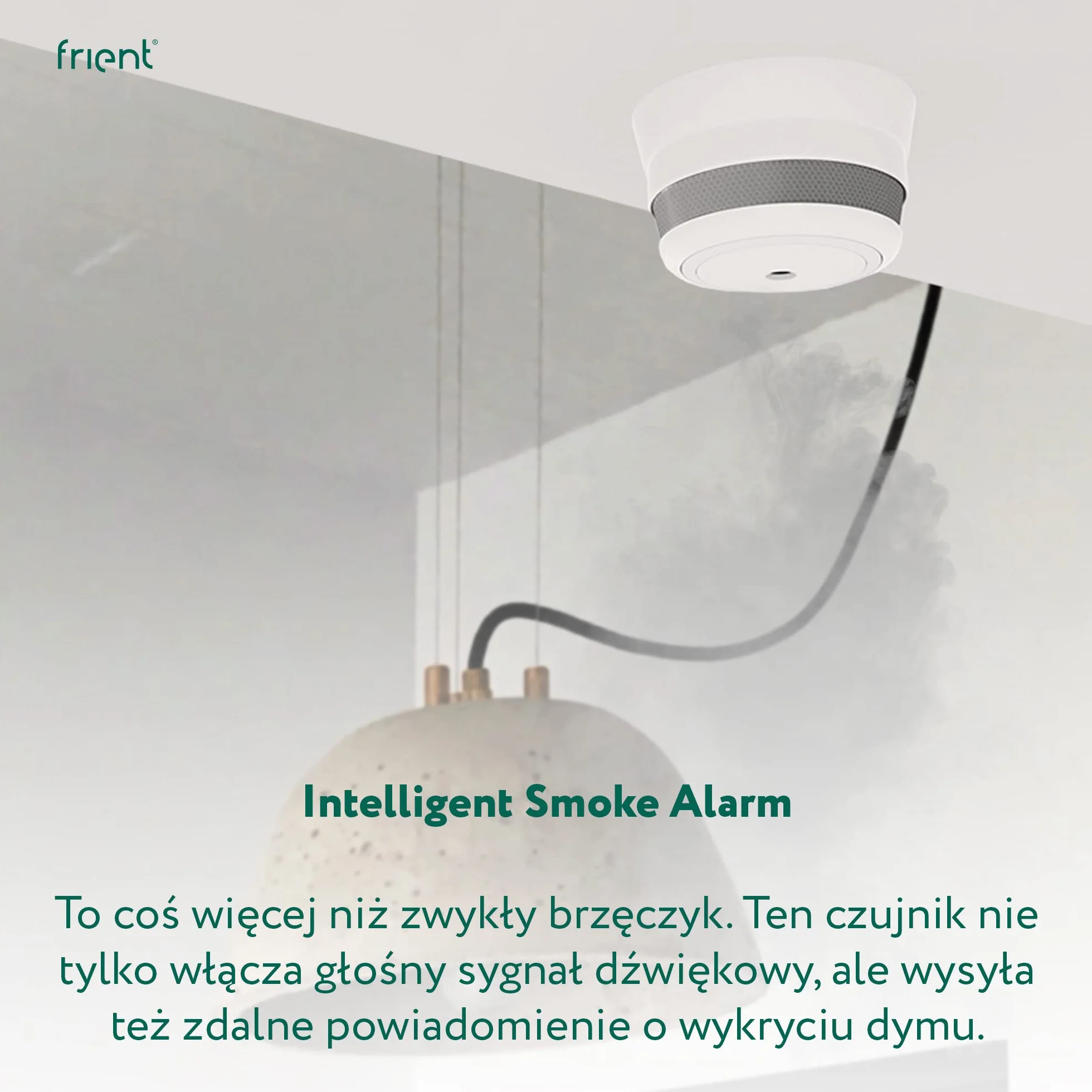frient Intelligent Smoke Alarm | Bezprzewodowy Czujnik Dymu | Natychmiastowe Powiadomienia o Pożarze | Zasilanie Bateryjne | Podłączenie do Zigbee | Kompatybilny ze SmartThings, Home Assistant i Homey