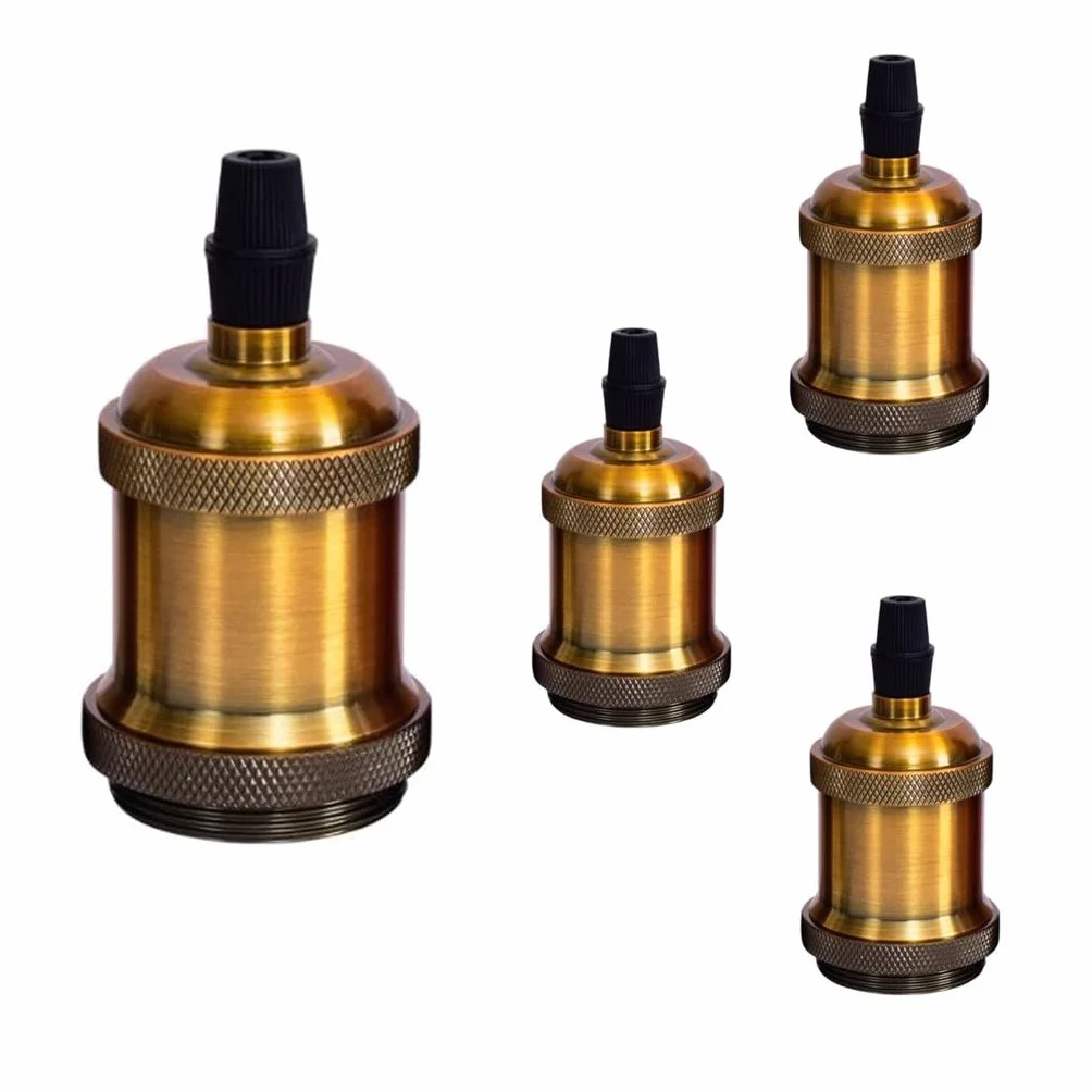 LATRAT Zestaw 4 sztuk E27 vintage solidne oprawki lamp, adapter przejściówka oprawki do vintage żarówek lampy wiszącej, adapter gniazda do żarówki śrubowej, DIY lampa ścienna, stołowa, stojąca lub