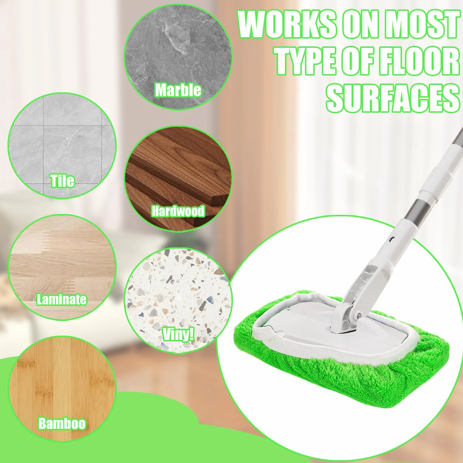 9 ściereczek do mopów Swiffer Sweeper, nakładki na mopy do suchych ściereczek do podłóg Swiffer, wkłady wielokrotnego użytku z mikrofibry do mokrych ściereczek do podłóg, czyszczenie twardych podłóg i