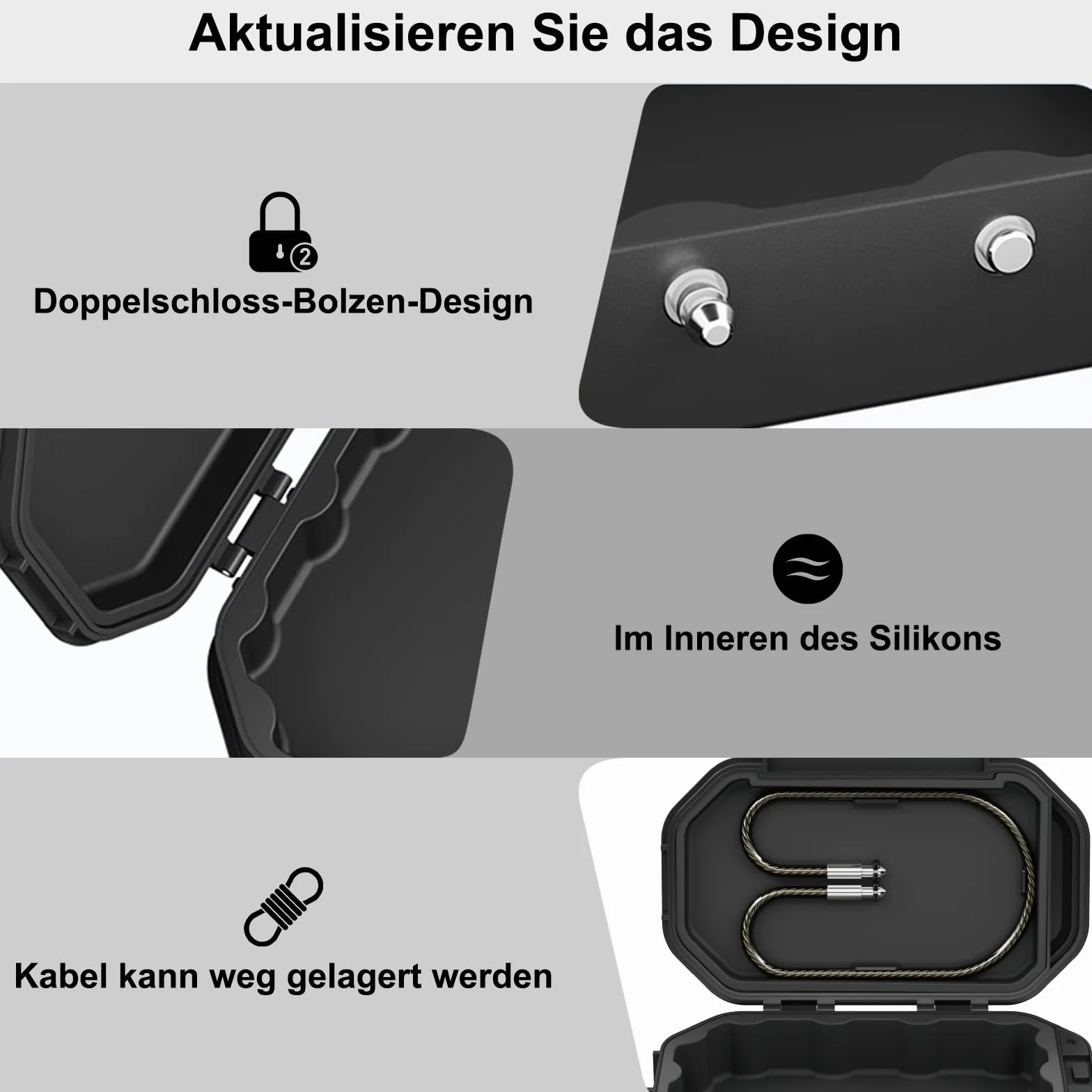 [Wodoodporność IP68] Diyife Przenośny Sejf, Mini sejf, Odłączane Kable, Podwójne Zamknięcie Odporne na Przecięcie i Uderzenia, Silikonowa Wyściółka, do Użytku na Plaży, Kempingu, w biurze, Samochodzie
