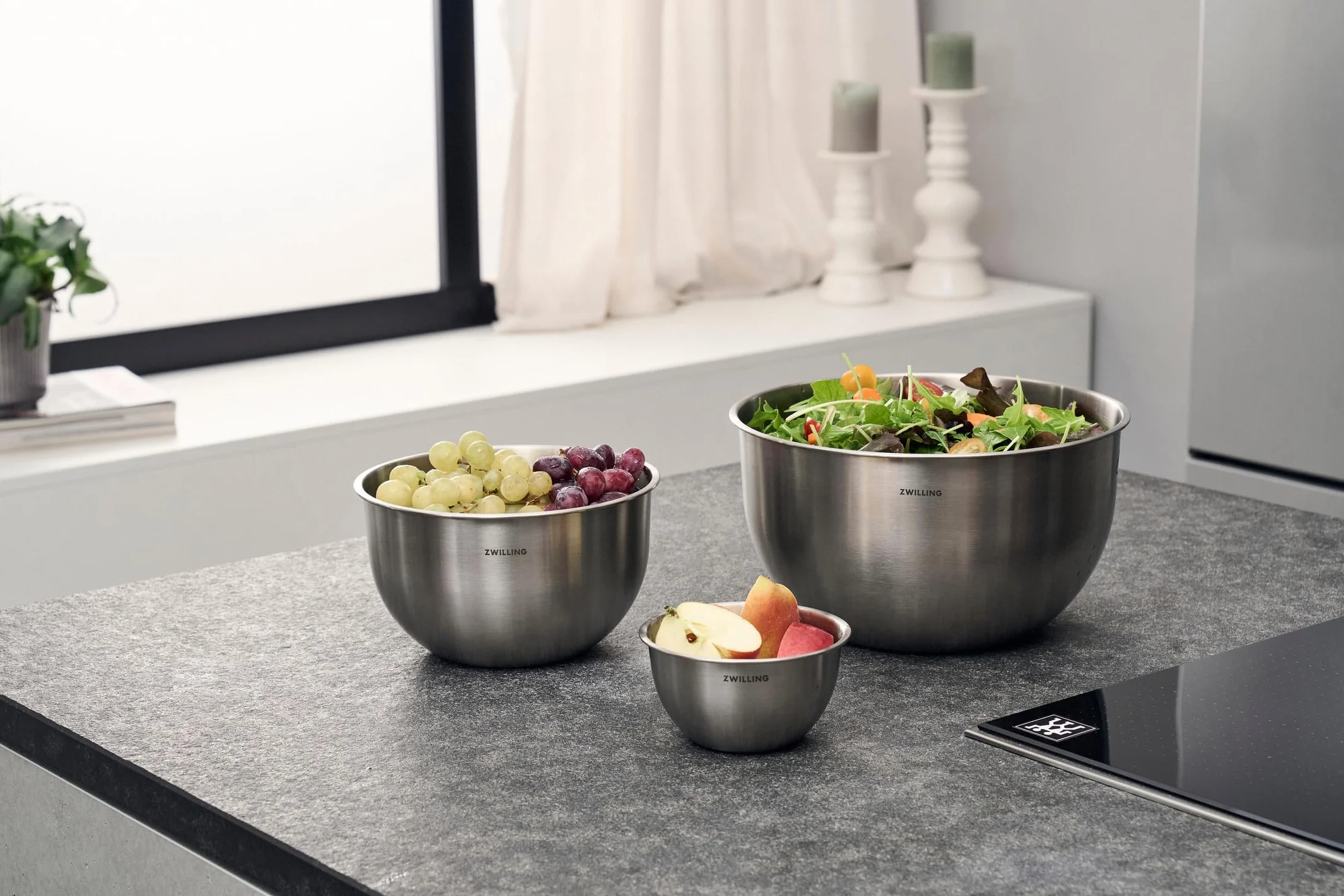 ZWILLING Fresh & Save BOWLS 3-częściowy zestaw misek ze stali nierdzewnej, S-12 cm, M-18 cm, L-24 cm, srebrny