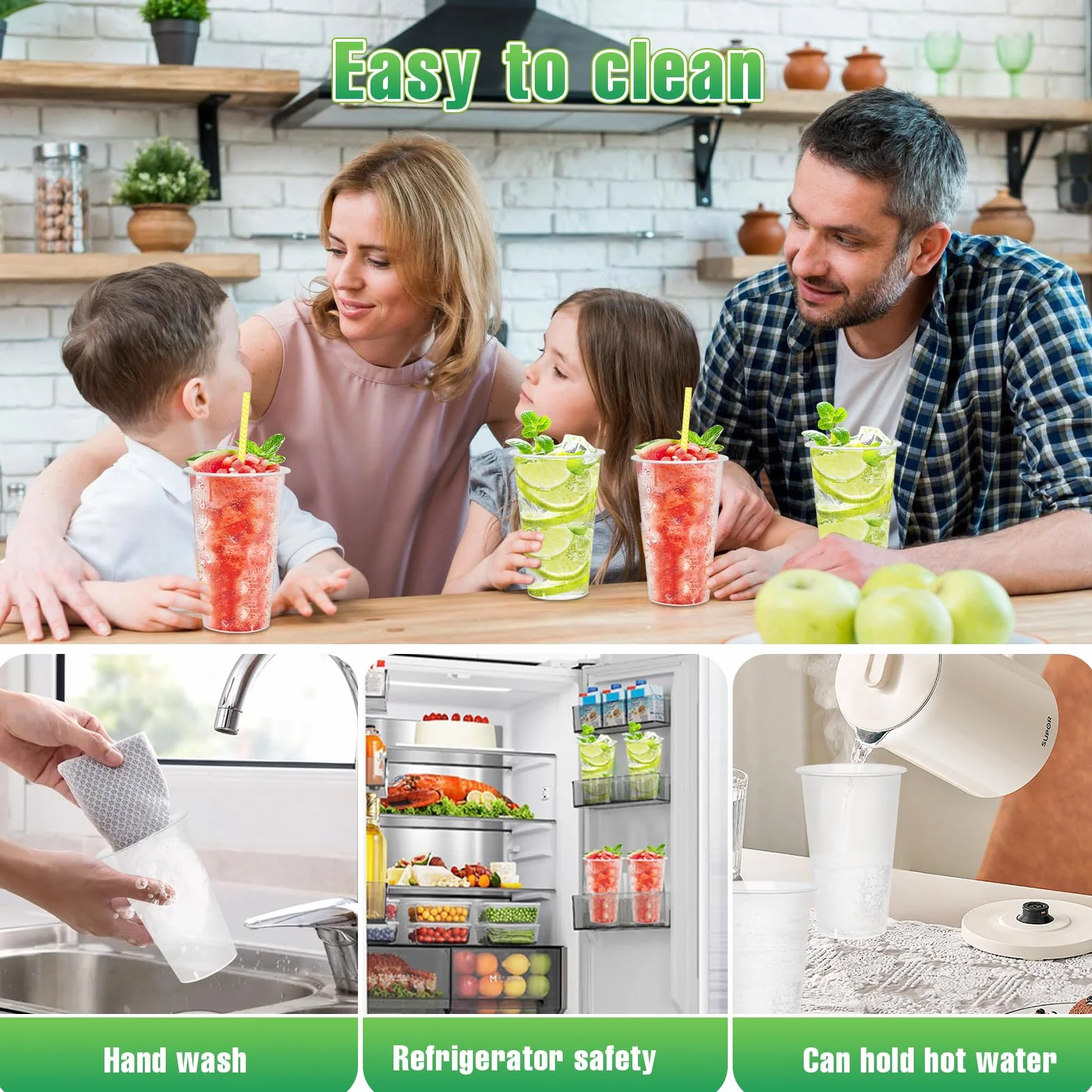 50 sztuk plastikowych kubków, wielokrotnego użytku, 360 ml, matowe kubki plastikowe, zestaw na imprezy z napojami, urodziny, wesele, Boże Narodzenie (500 ml)