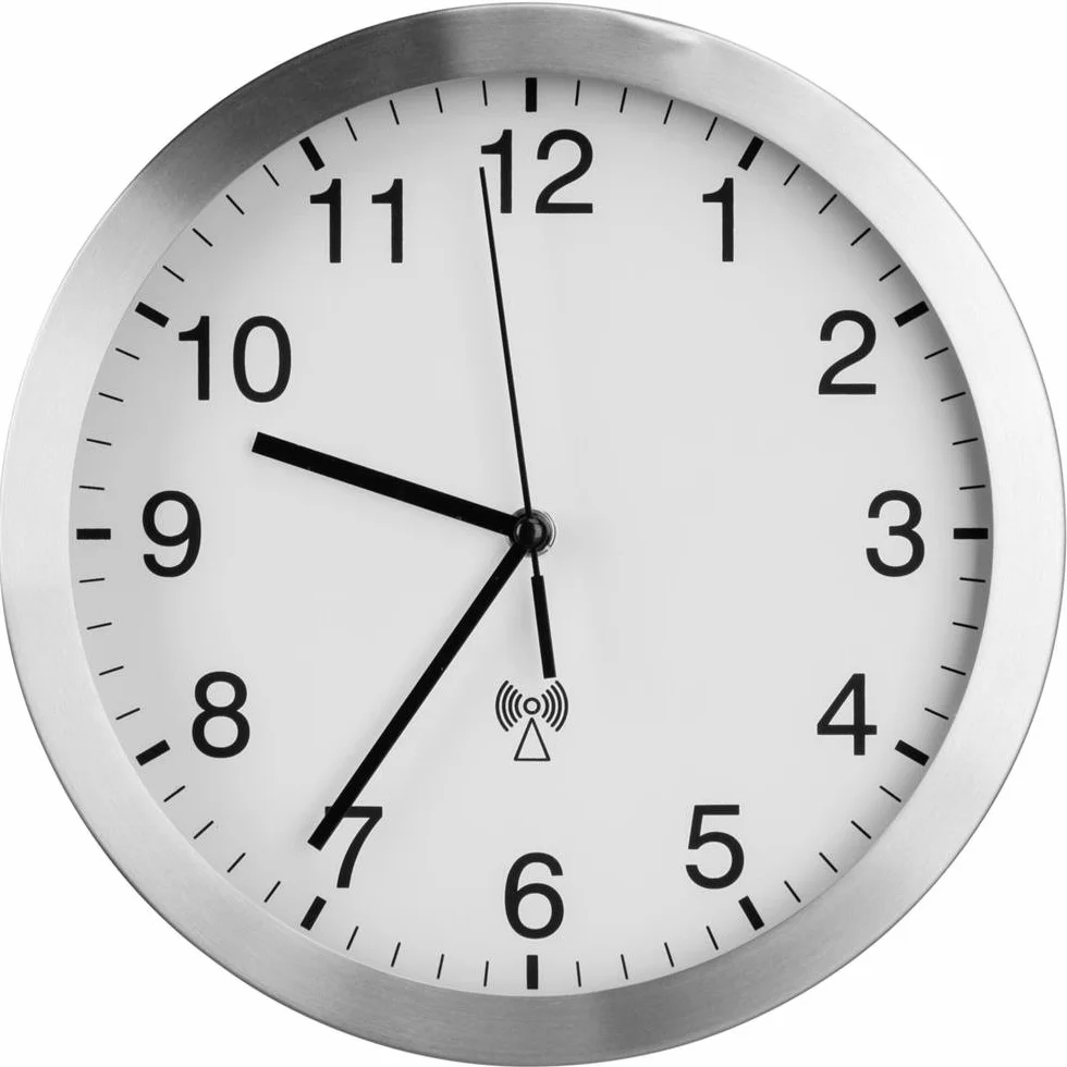 TFA Dostmann radiowy zegar ścienny z aluminiową ramą (L) 250 x (B) 41 x (H) 250 mm biały
