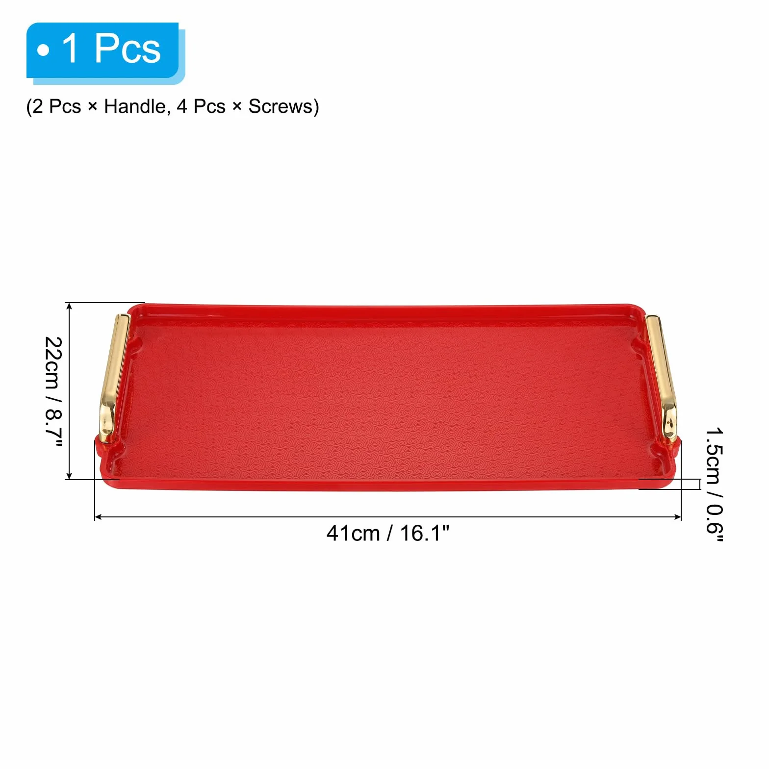 PATIKIL Plastikowa taca do serwowania 40x22 cm czerwona prostokątna dekoracyjna