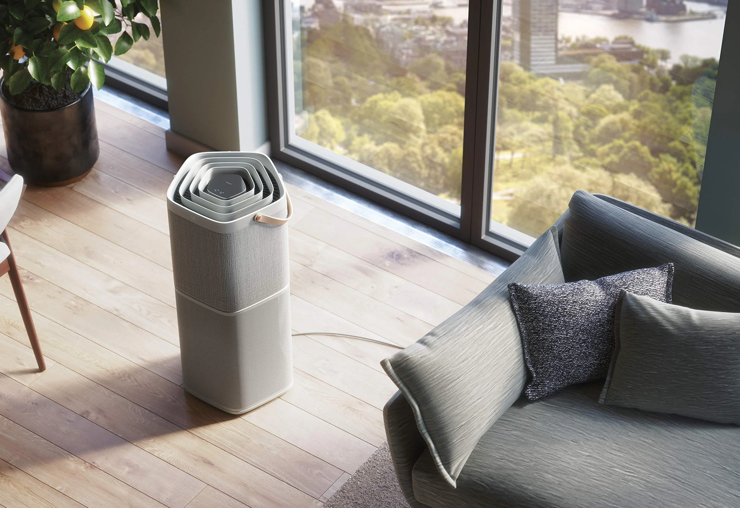 Oczyszczacz powietrza Electrolux Pure A9 PA91-604GY CADR 620m³/h, do 129m² wg Boverket,Usuwa 99,9% bakterii unoszących się w powietrzu i 99,5% cząsteczek PM2,5, Tylko 17dB w trybie cichym, Jasnoszary