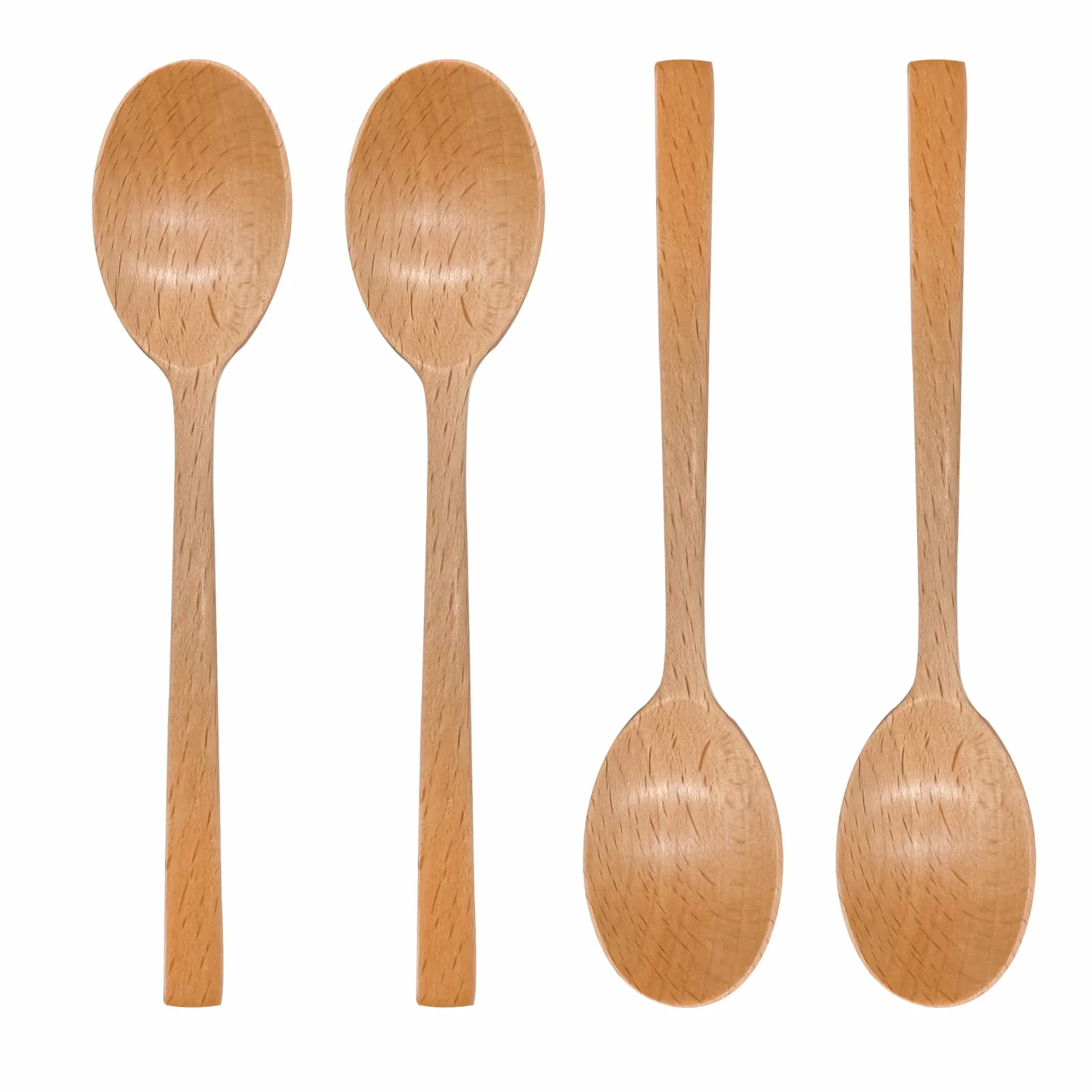 Zestaw drewnianych łyżek, 4 szt. 18 cm drewniana długa rączka łyżka drewniane sztućce łyżki łyżki stołowe japoński styl drewniane przybory kuchenne do jedzenia, mieszanie