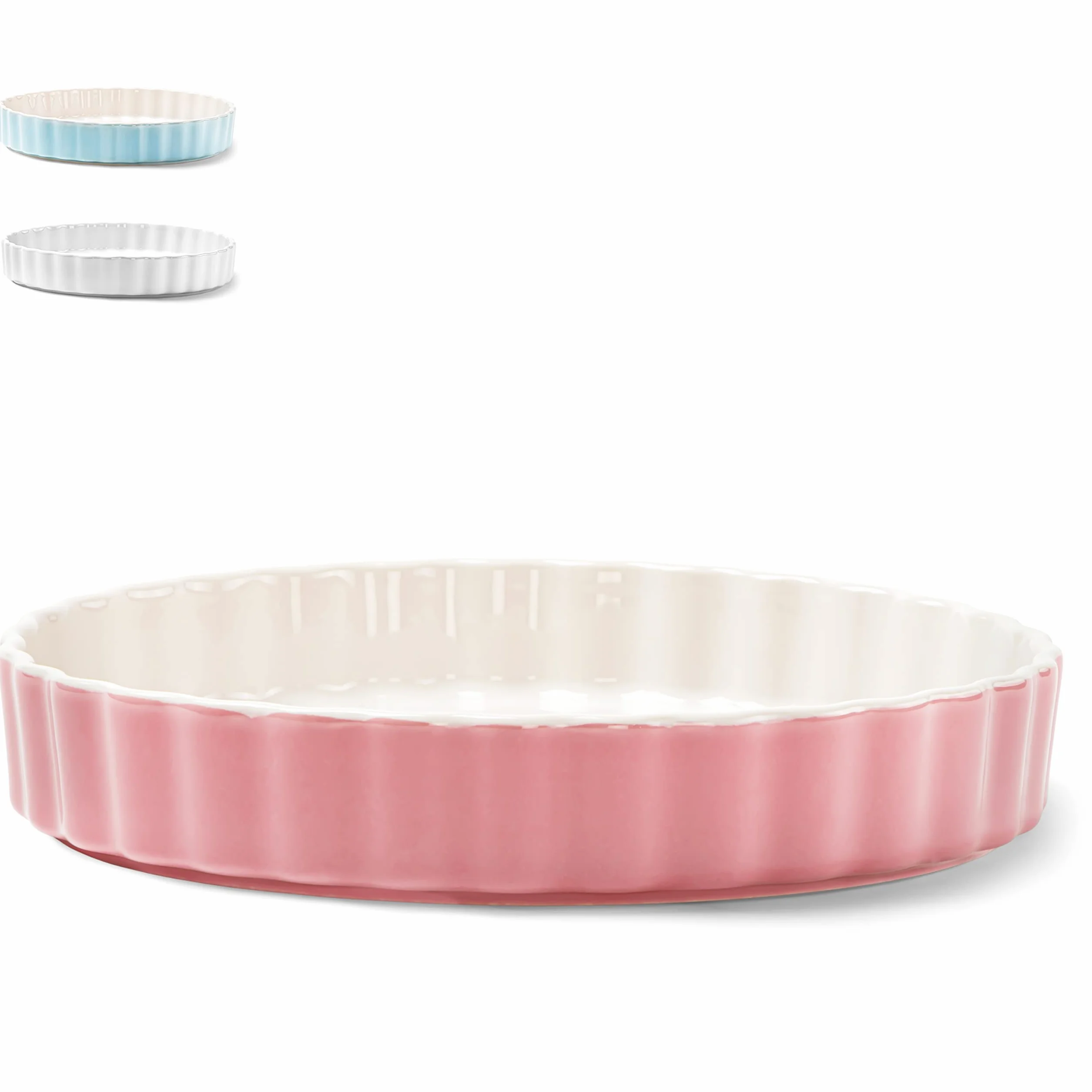 KIVY Ceramiczna forma do quiche i tarty – 28 cm, różowa, nieprzywierająca, okrągła, 1,76 kg, nadaje się do piekarnika i zmywarki