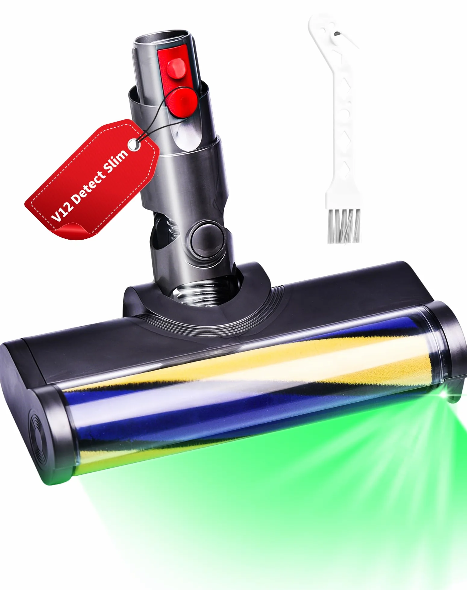 LED szczotka dysza podłogowa do odkurzacza Dyson V12 Detect Slim części zamienne zamienna szczotka odkurzacza z miękką rolką akcesoria z wskaźnikiem kurzu do twardych podłóg