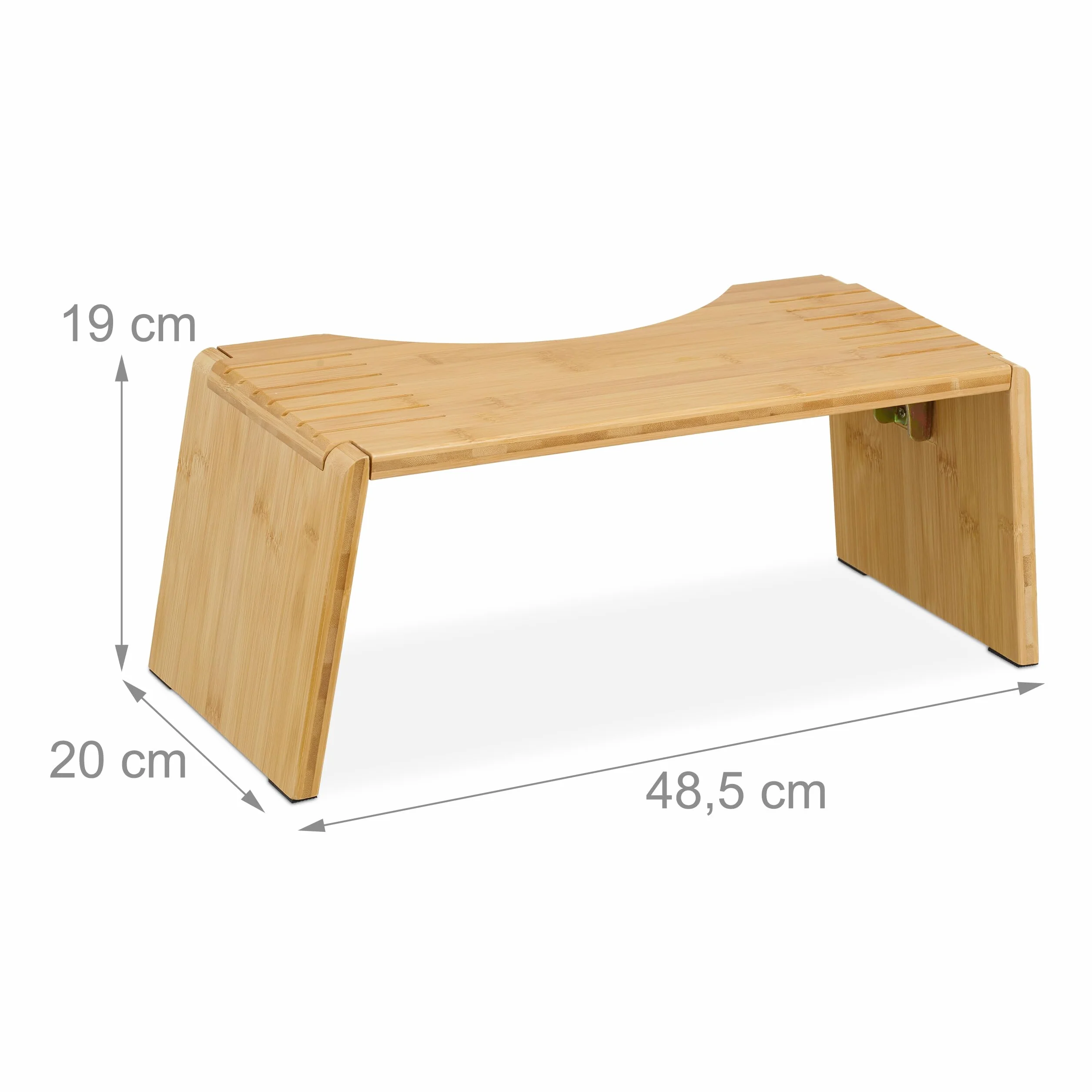 Relaxdays Taboret toaletowy, składany, podpórka do wypróżnień, taboret WC dla dorosłych, bambus, wys. x szer. x gł.: 19 x 48,5 x 20 cm, naturalny