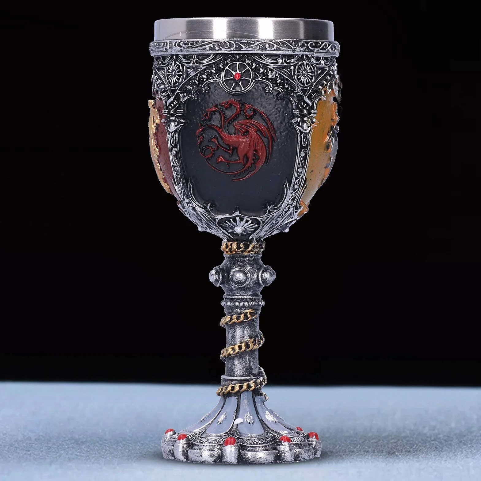 Średniowieczny Płomień Smoka Kielich do Wina-fantasy Kielich do Wina-11 Uncji Kubek do Picia ze Stali Nierdzewnej-gotycki Kielich do Wina na Nowości Halloween Bar Party