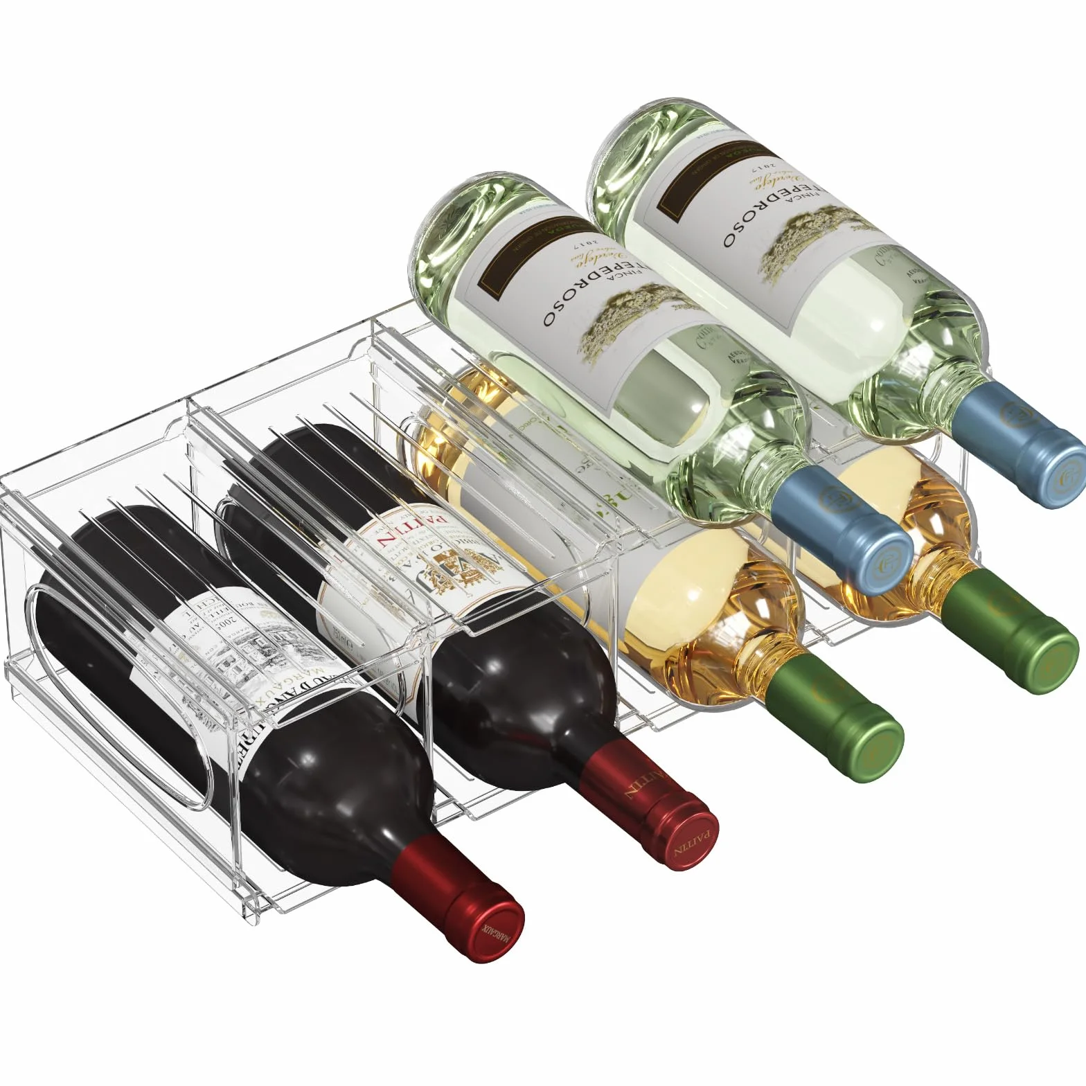 Lifewit Plastikowy stojak na wino 8 butelek 2 poziomy 42 x 20 x 12,5 cm