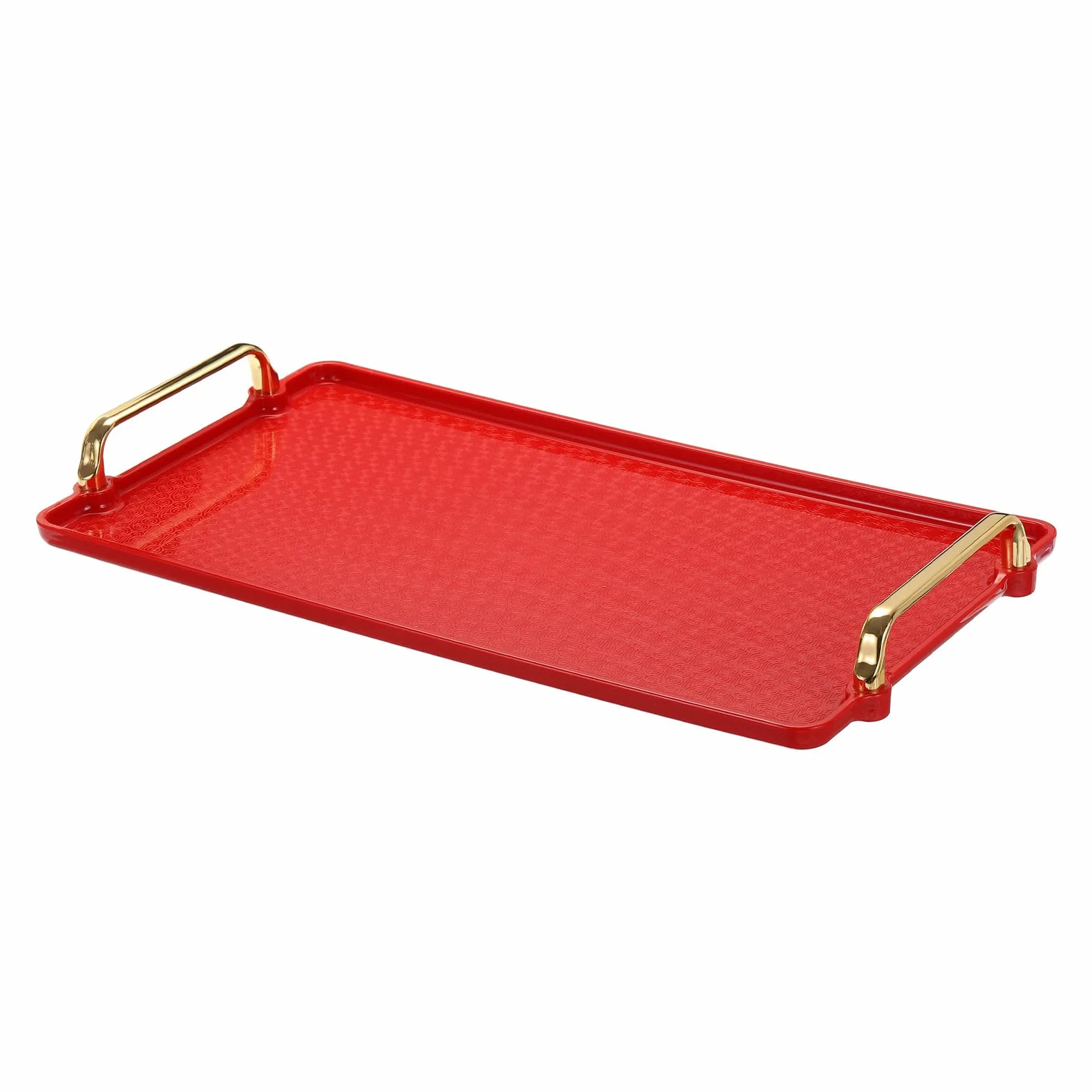 PATIKIL Plastikowa taca do serwowania 40x22 cm czerwona prostokątna dekoracyjna