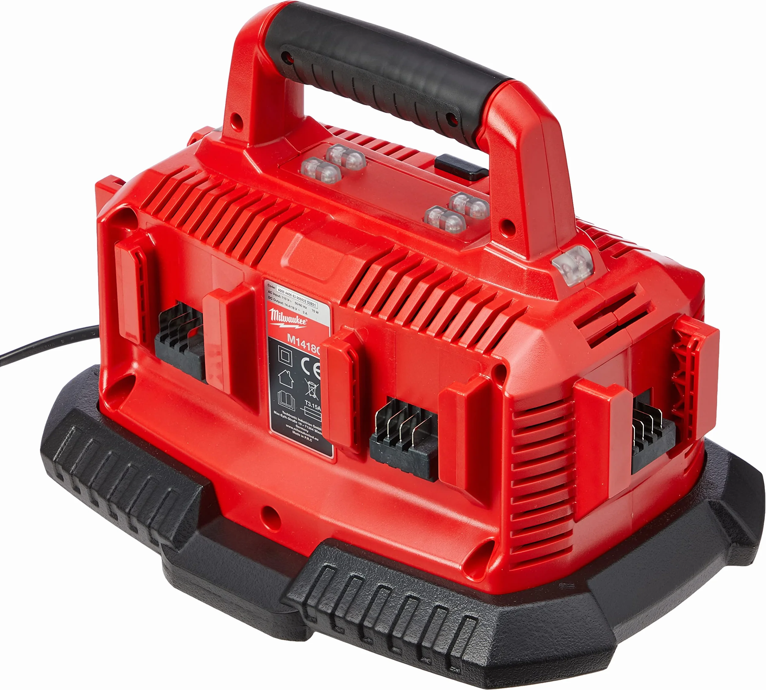 Milwaukee M1418C6 Ładowarka, Czarny/Czerwony, ‎21.41 x 19.81 x 29.39 cm; 1 kg