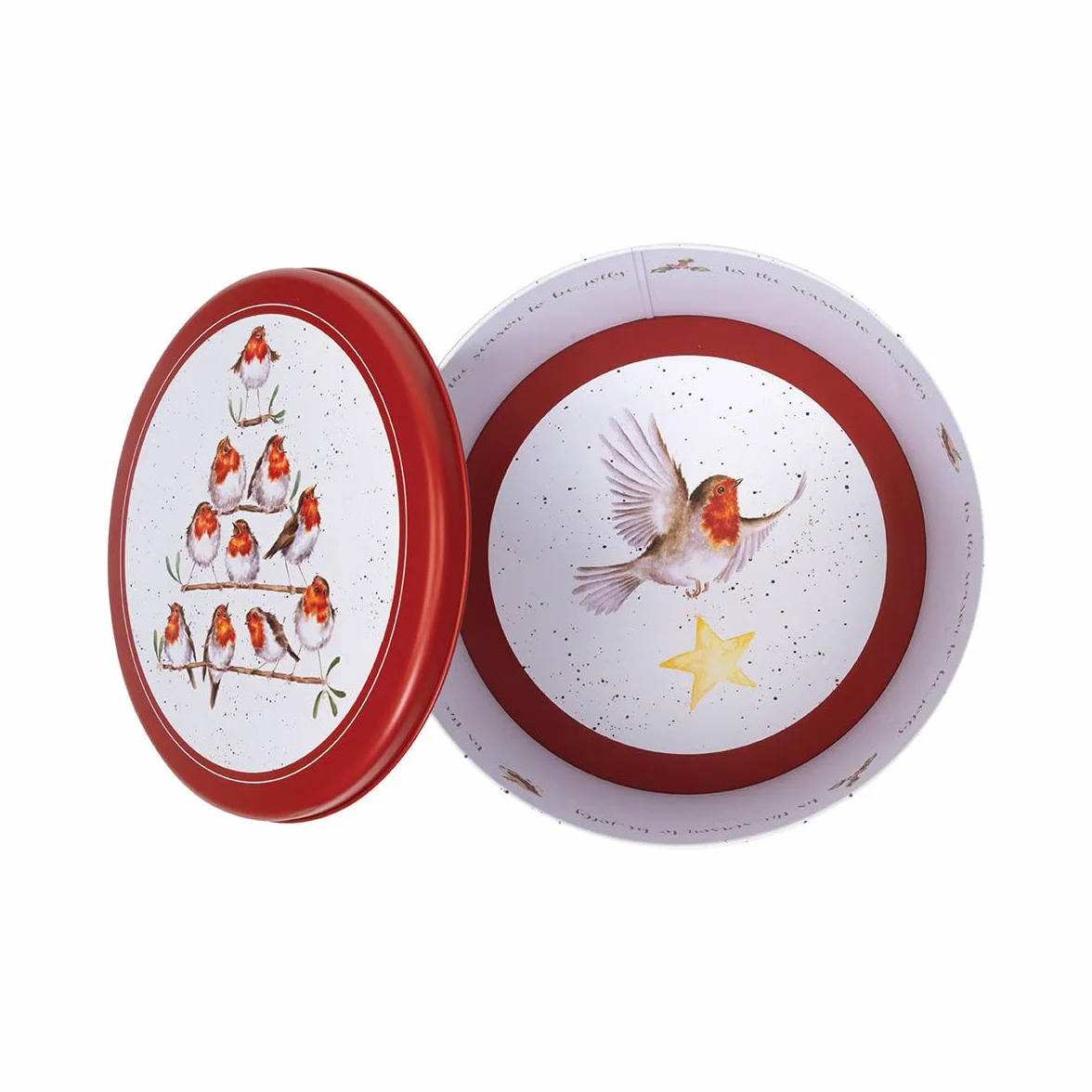 Wrendale Designs Rockin Robins' forma bożonarodzeniowa do rudzika, okrągła puszka