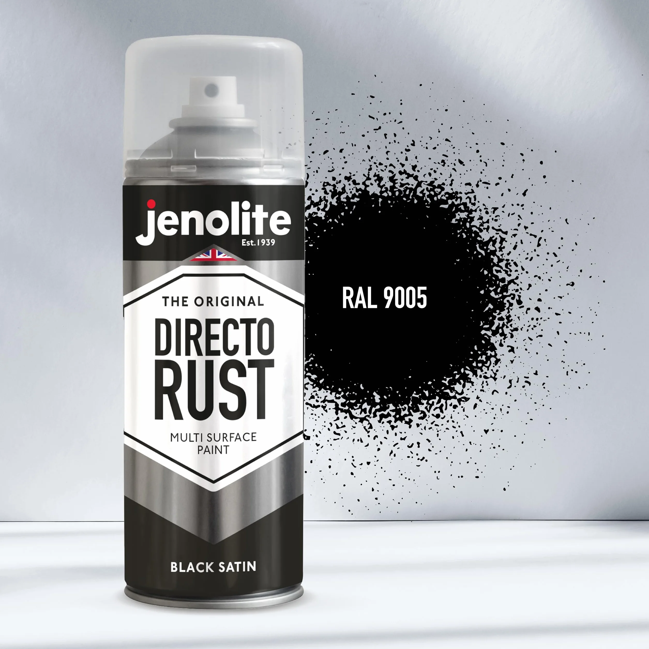 JENOLITE Directorust farba w sprayu satynowa | CZARNY | 3x400 ml | Bezpośrednio na Rdzę | Farba wielopowierzchniowa do metalu, drewna, tworzyw sztucznych, ceramiki | RAL9005