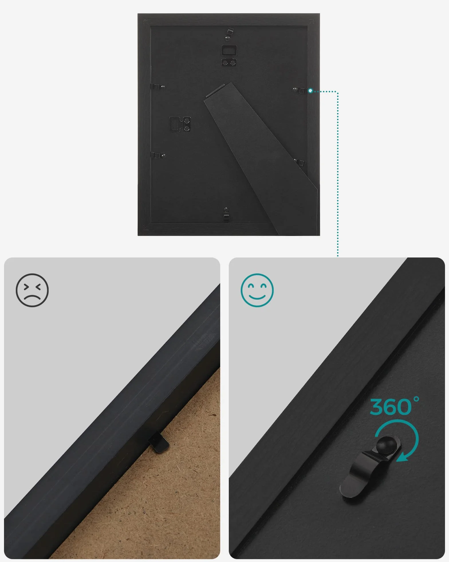 SONGMICS ramki na zdjęcia, zestaw 10 ramek na zdjęcia - 2 szt. 20 x 25 cm, 4 szt. 13 x 18 cm i 4 szt. 10 x 15 cm, wykonane z płyty pilśniowej, czarne RPF310H