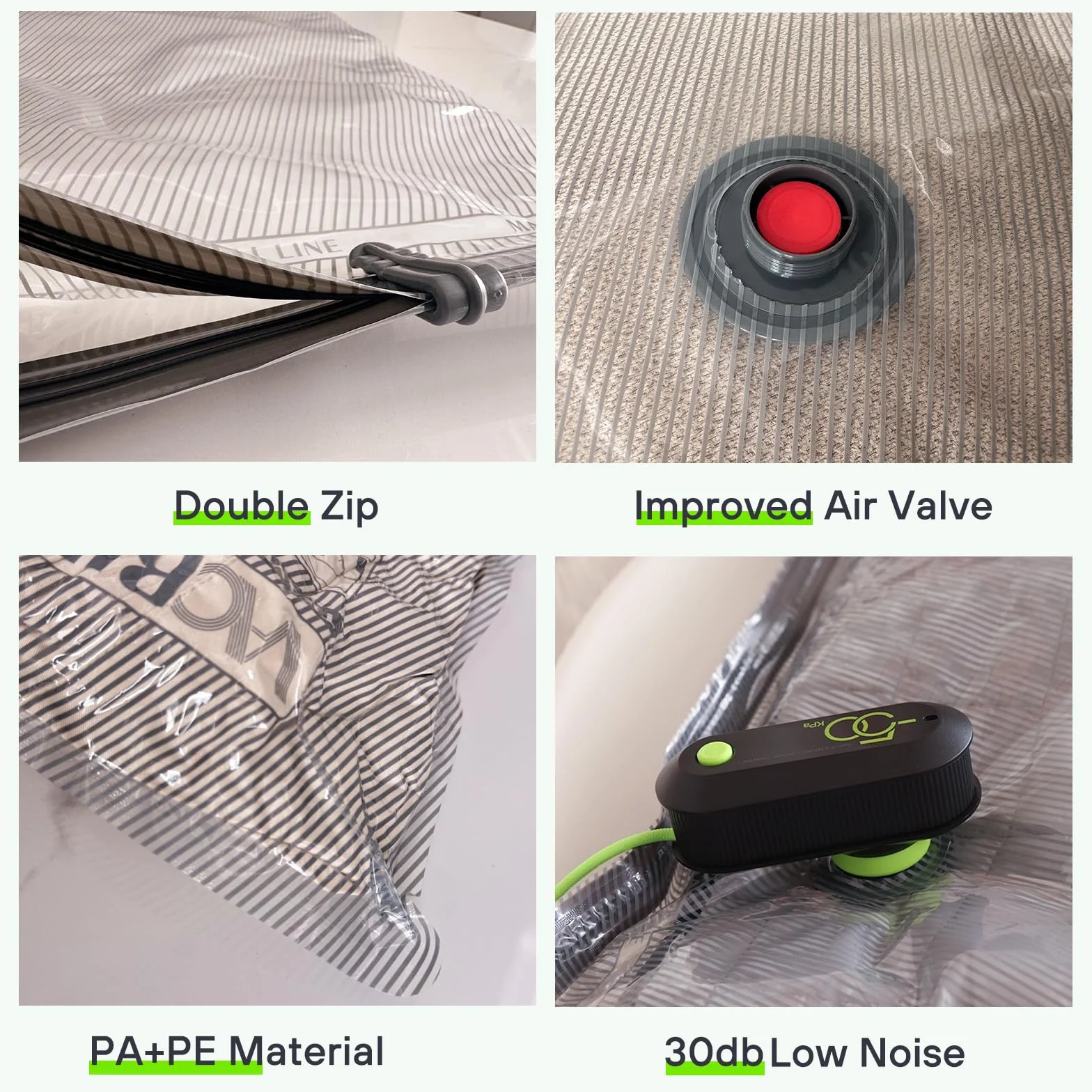 Vacbird Worki próżniowe do ubrań z pompką elektryczną, 9 sztuk (3x 40x40, 3x 40x50, 3x 40x60), oszczędzające miejsce worki próżniowe do ubrań