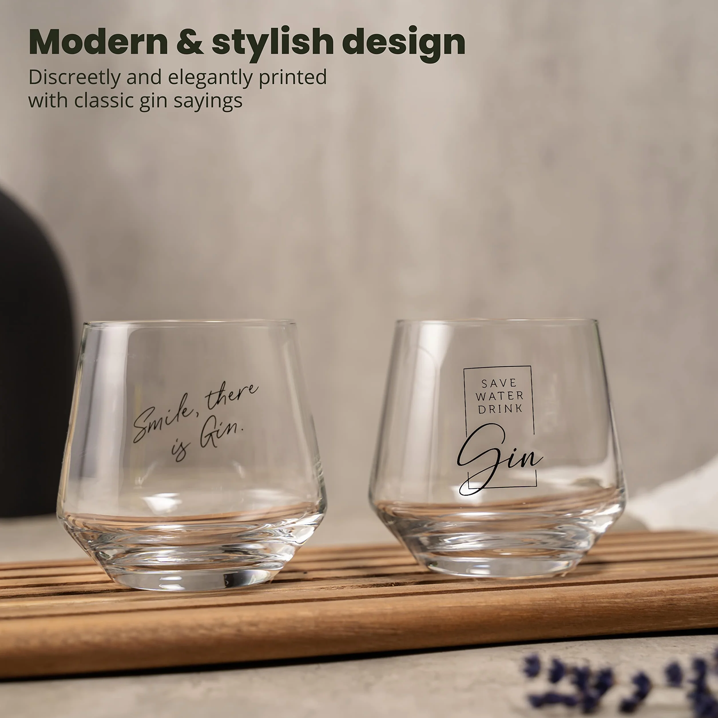 Kieliszki do Ginu - Zestaw 2 Szt. z Typowymi Sentencjami | 2 x 400 ml | Nadają Się do Dużych Kostek Lodu | Mycia w Zmywarce | Pomysł na Prezent