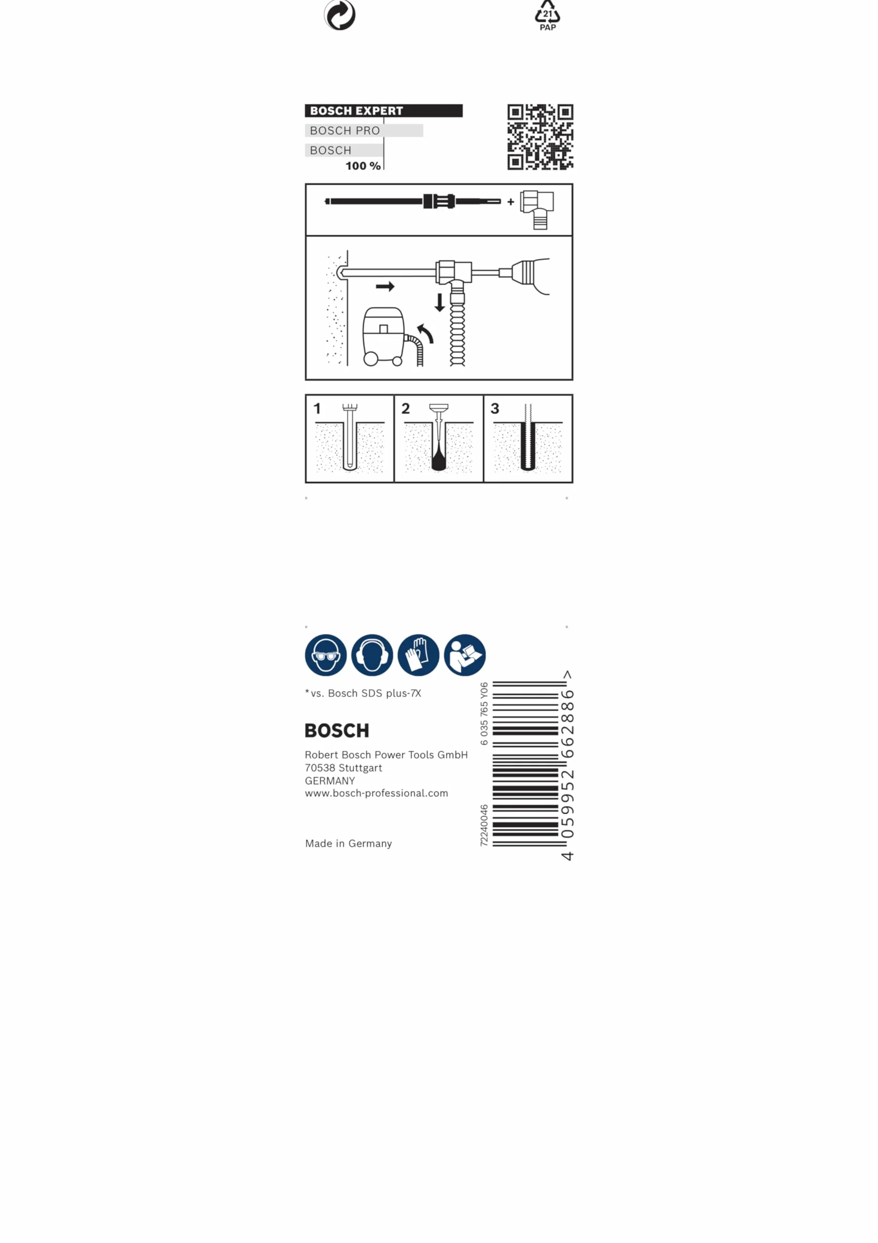 Bosch 1 x EXPERT SDS Clean plus 8X wiertło udarowe do instalacji (Ø 6,00 mm, profesjonalne akcesoria do młotowiertarki)