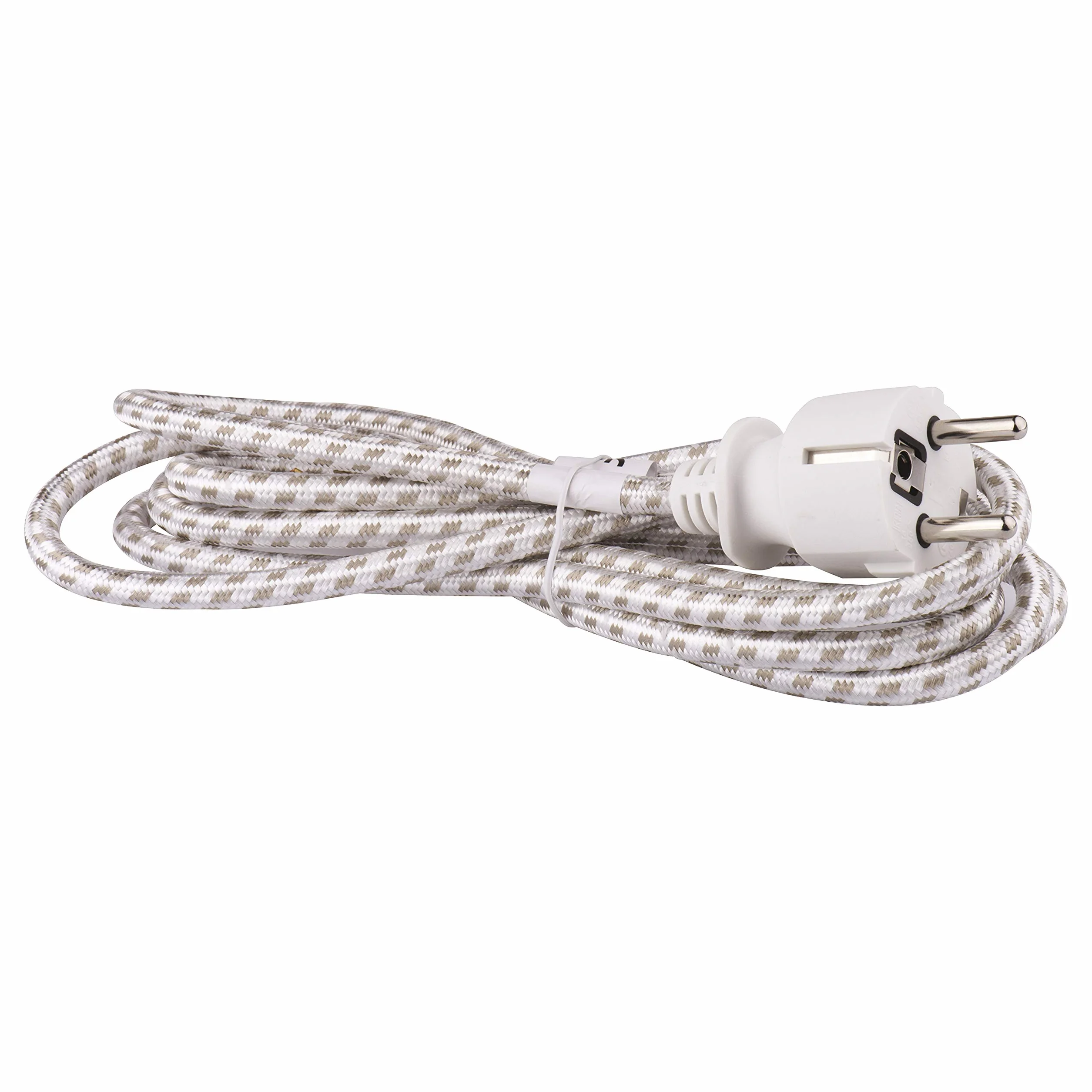 EMOS S0003 kabel przyłączeniowy do żelazka, 1 x 2,4 m/kabel zasilający/kabel przyłączeniowy/kabel do żelazka w oplocie biały/szary/3 x 0,75 mm/H05RR-F