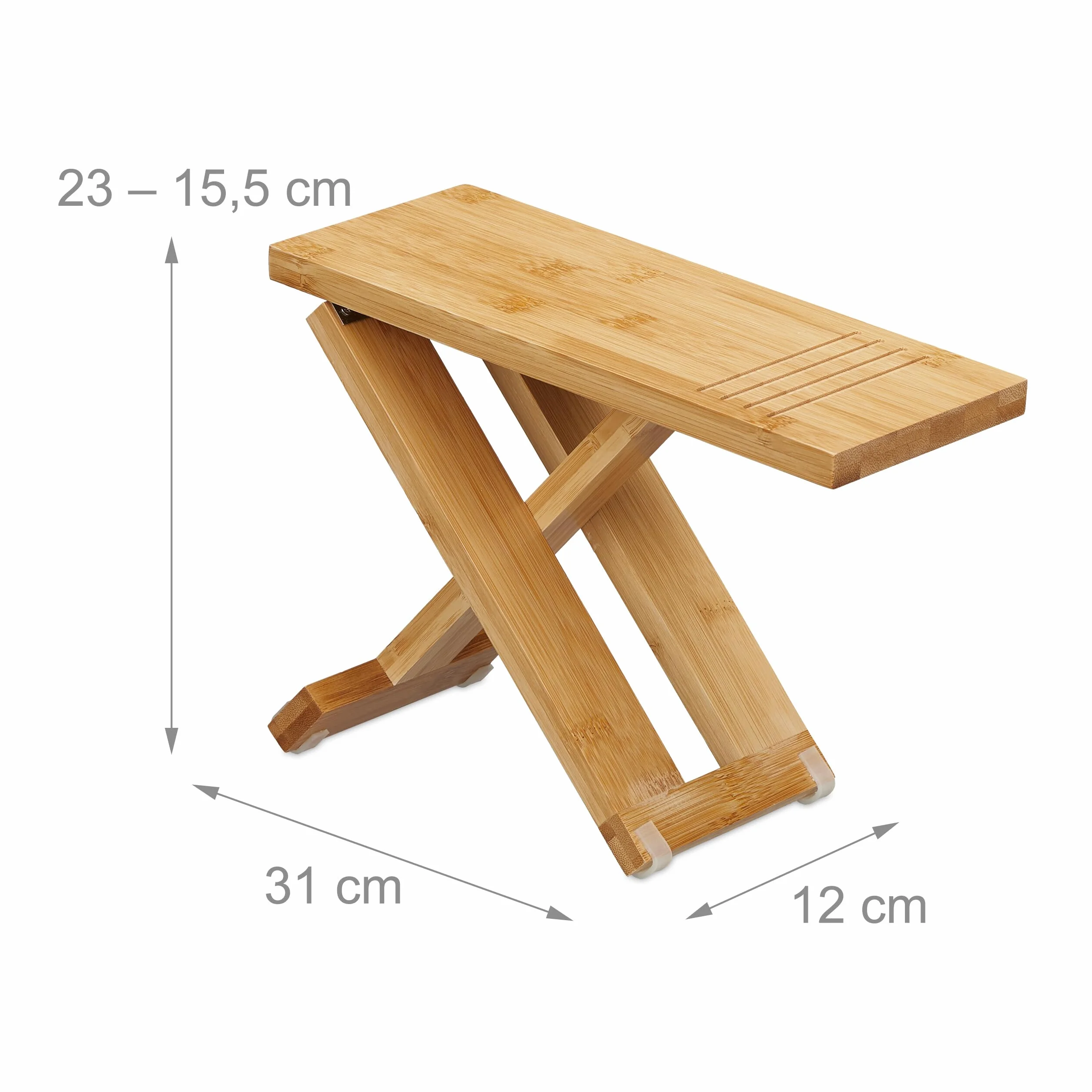 Relaxdays Taboret toaletowy 2-częściowy bambus 23 x 12 x 31 cm naturalny