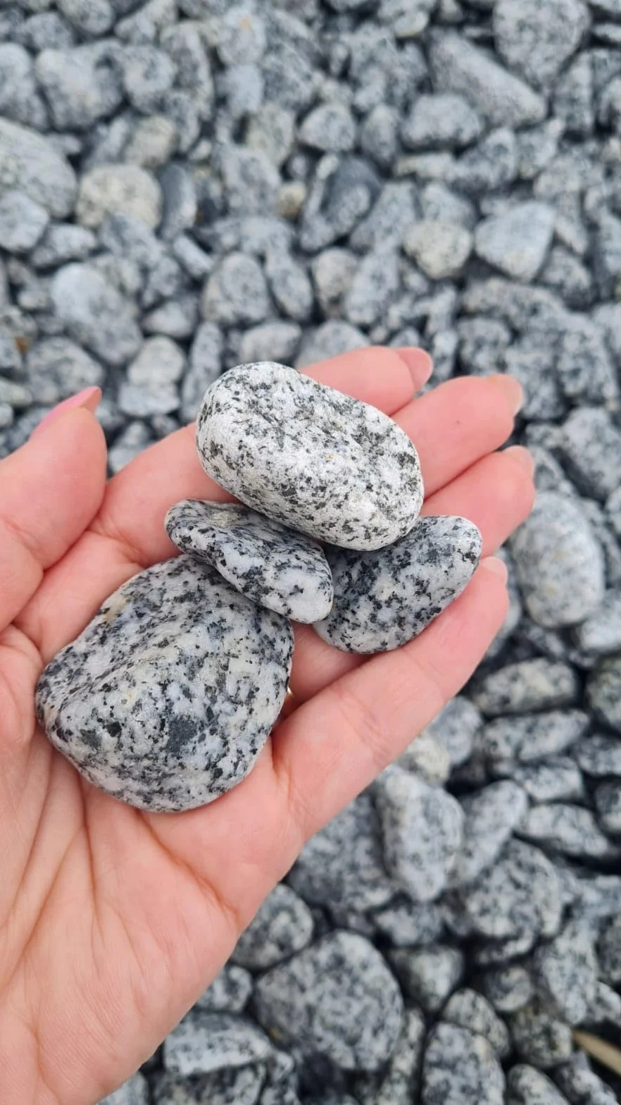 Kamienie dekoracyjne – szary żwirek – dalmatyńczyk – kamyki – różne dekoracje – naturalne kamienie dekoracyjne szare 2-4 cm – mieszany żwir rzeczny do wypełniania wazonów