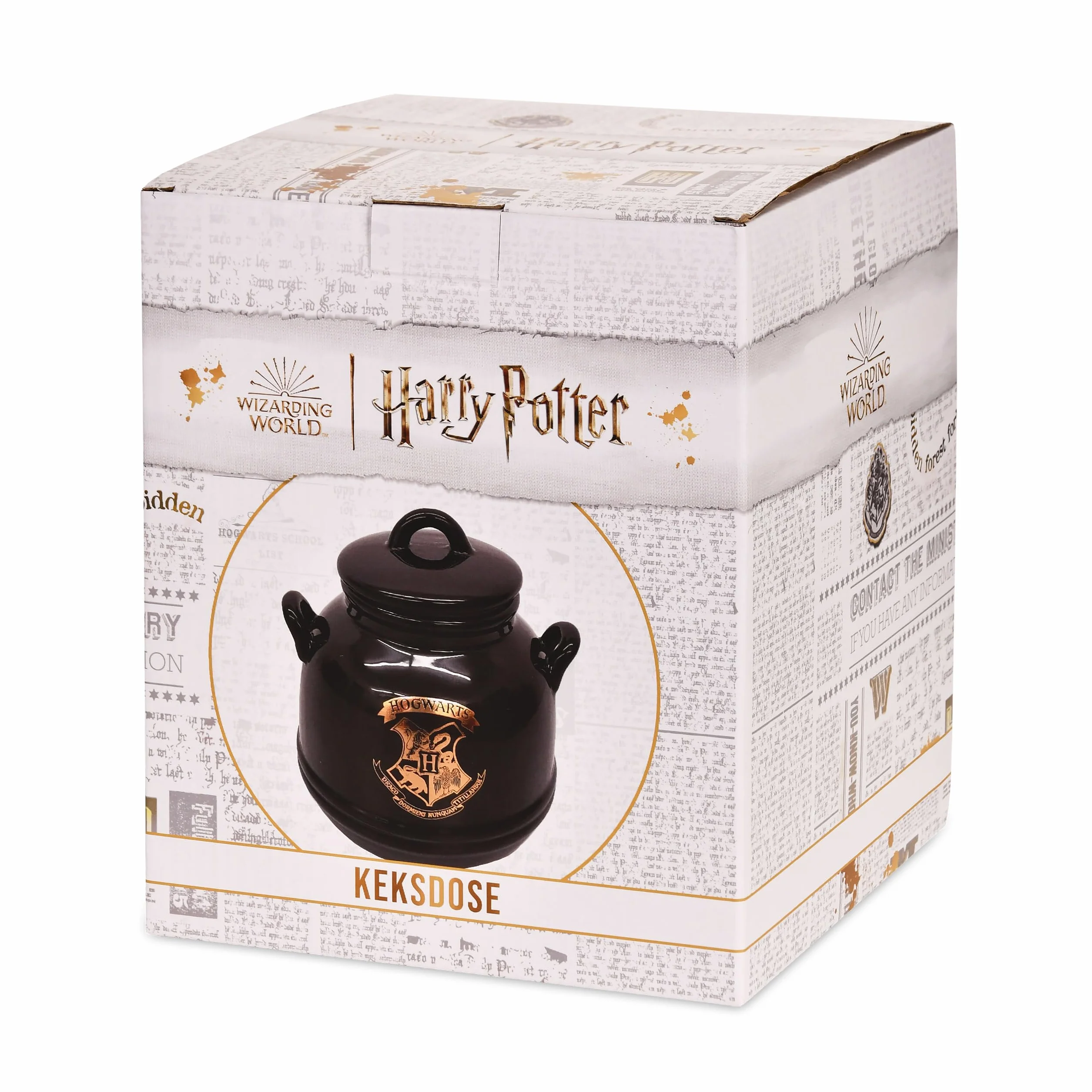Elbenwald Harry Potter Hogwarts Kocioł Słoik na Ciasteczka - Herb Szkoły Hogwarts Motyw Ceramiczny Czarny
