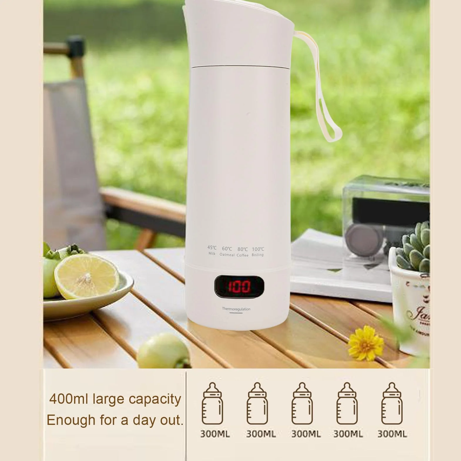 Przenośny czajnik elektryczny 400 ml 300 W stal nierdzewna 220V UE