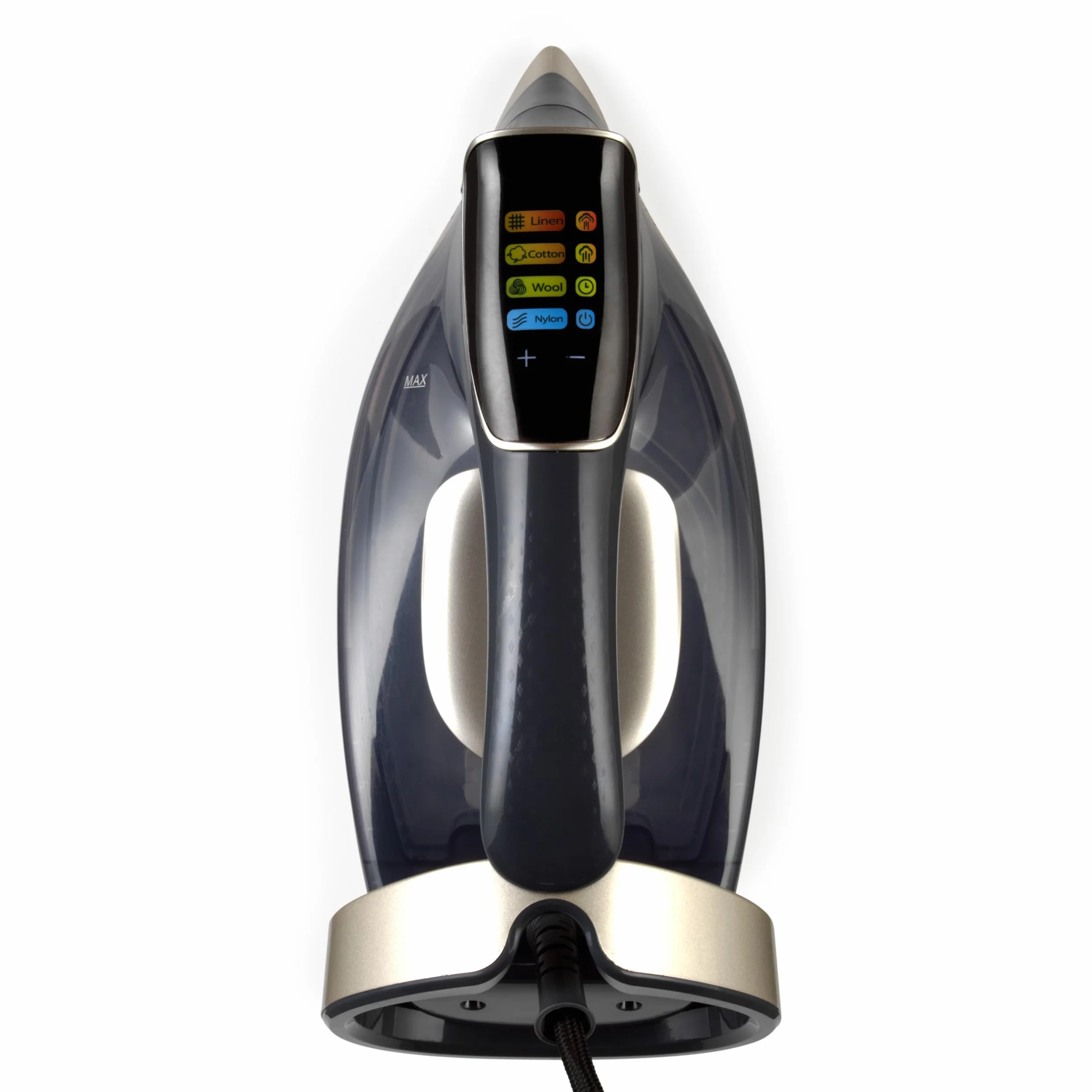 Beldray 3200W Żelazko parowe – Cyfrowy ekran dotykowy LED, Precyzyjna kontrola temperatury, 4 wstępnie ustawione tryby grzania, Ceramiczna stopa, Zbiornik na wodę 380 ml, Przewód zasilający 3 m