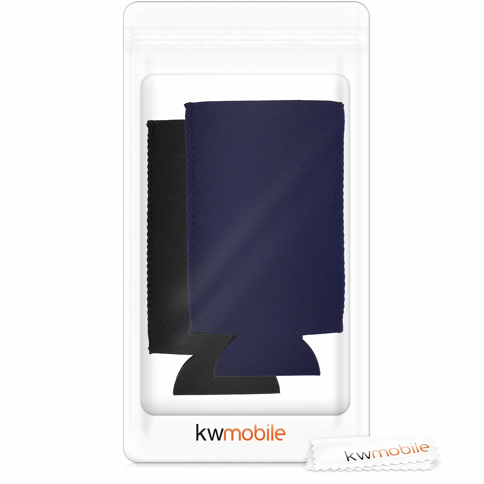 kwmobile 2x chłodziarka do puszek kompatybilna z puszką 500ml - Zestaw chłodziarek do puszek po piwie 7 x 14 cm - czarno-ciemnoniebieski