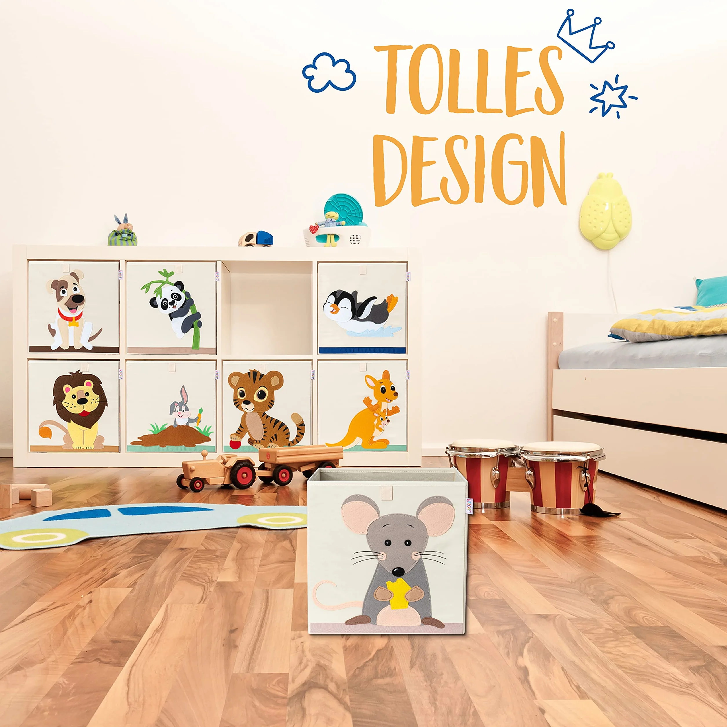 Premium Storage Box Kallax Kids - 8 Motywów (33x33x33cm) | Rozmiar odpowiedni jako pudełka Kallax do pokoju dziecięcego | Składane pudełko na zabawki, stabilne dno, trwałe.