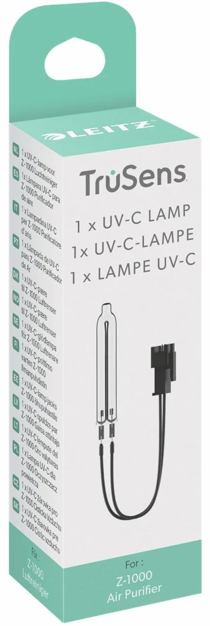 Leitz, Wymienna Lampa UV-C do Małego Oczyszczacza Powietrza Leitz TruSens Z-1000, Przeciwbakteryjne Światło UV Usuwa Wirusy, Alergeny, Bakterie, Dym, Nieprzyjemne Zapachy i LZO, 2415148