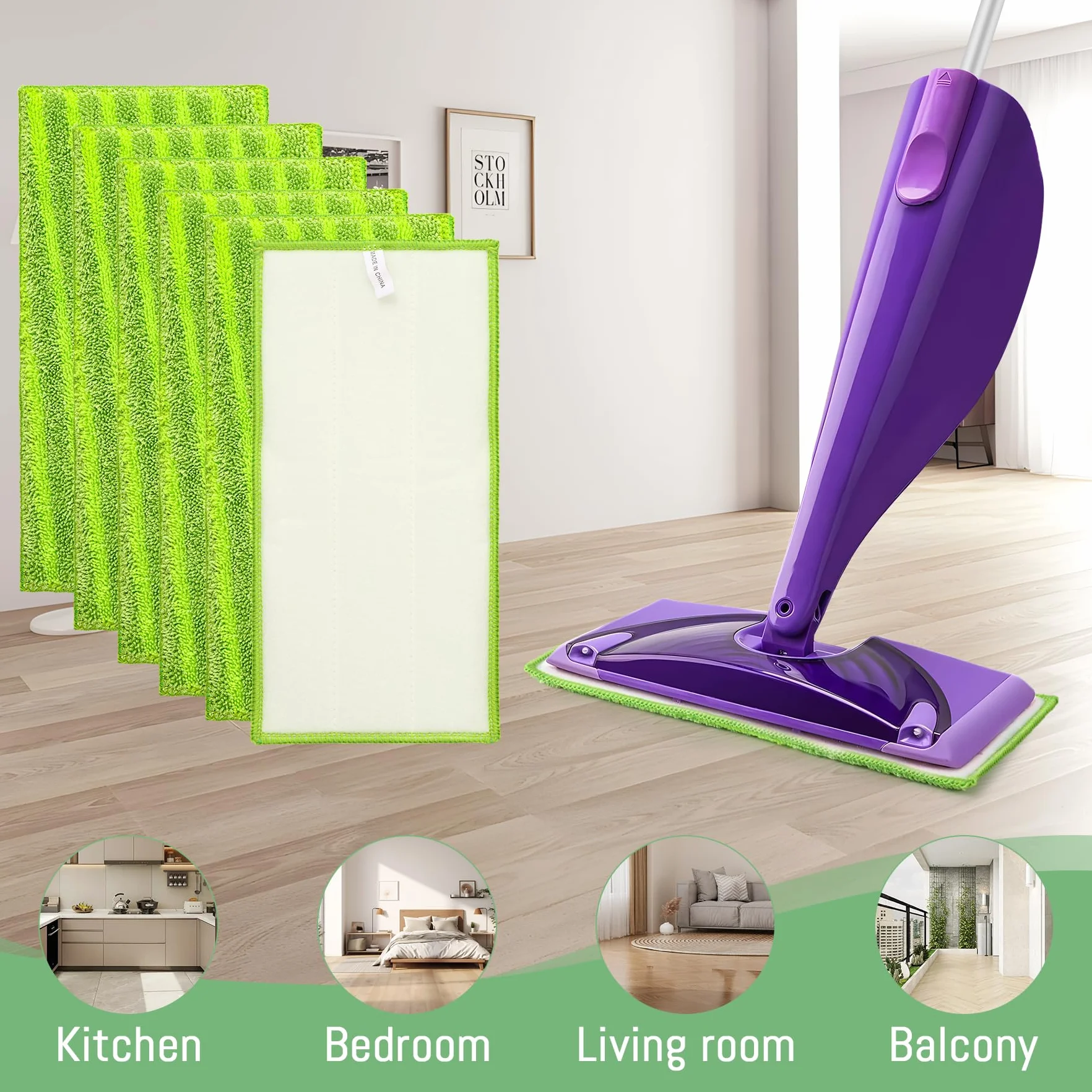 6 sztuk podkładek do czyszczenia mopa z mikrofibry, poszewka zapasowa 30 x 14 cm, zestaw mopa podłogowego, nadaje się do prania i wielokrotnego użytku, do mopa Swiffer WetJet