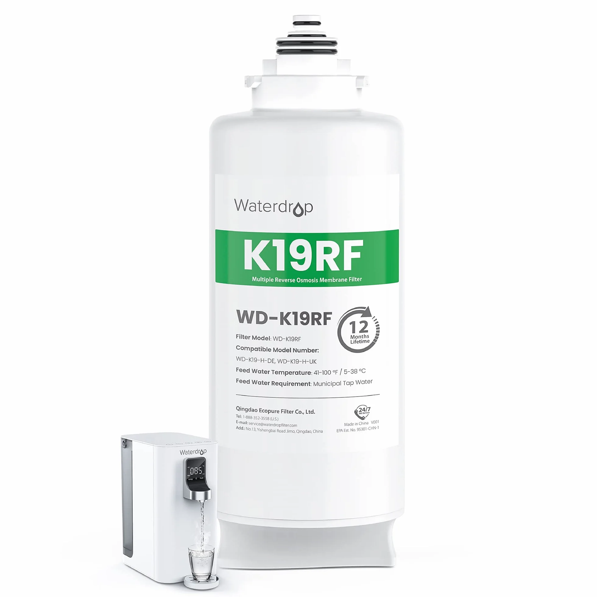 Waterdrop WD-K19RF Zamienny filtr RO do dozowników gorącej wody na blacie WD-K19-H