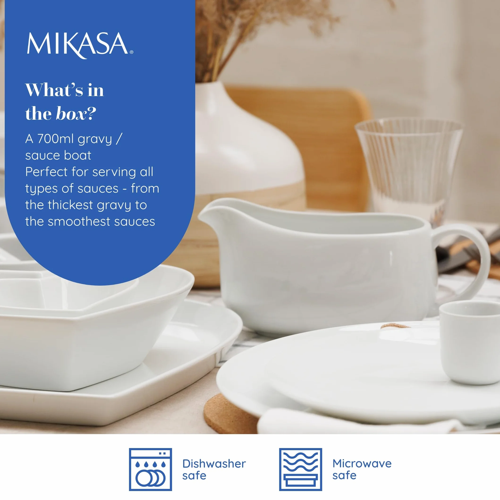 Mikasa Chalk Porcelanowa sosjerka 700 ml duża biała do sosów i kremów