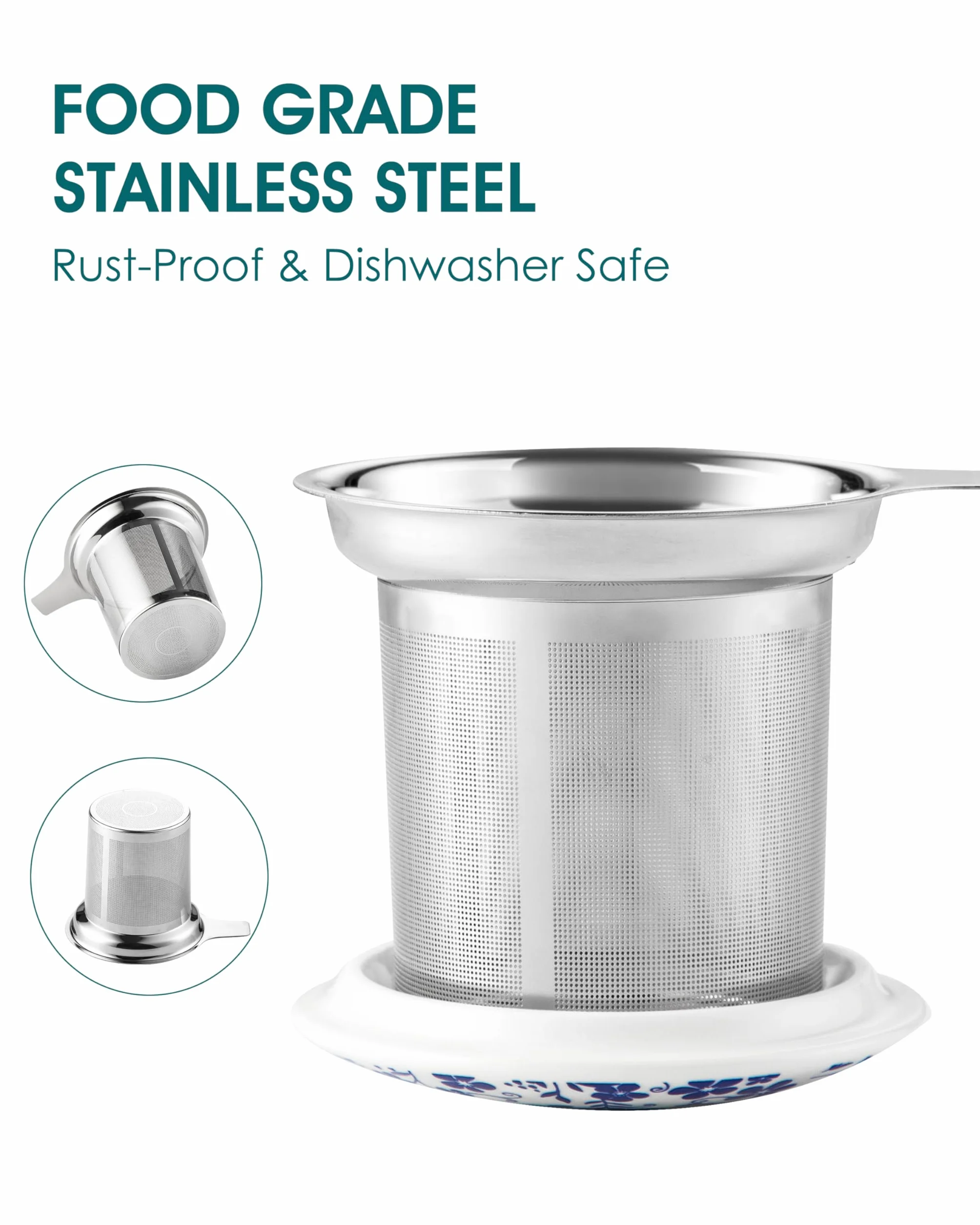 Vancasso SELENE Porcelanowy kubek do herbaty z zaparzaczem i pokrywką Steeps Loose Leaf Tea Type 01