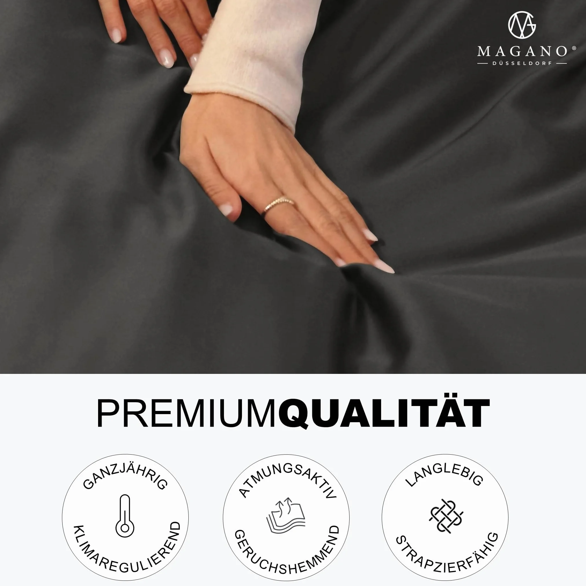Magano® Pościel premium 135 x 200 cm, miękka, nie wymaga prasowania, hipoalergiczna i oddychająca, poszwa na kołdrę 135 x 200 cm + poszewka na poduszkę 40 x 80 cm, antracytowa, ciemnoszara