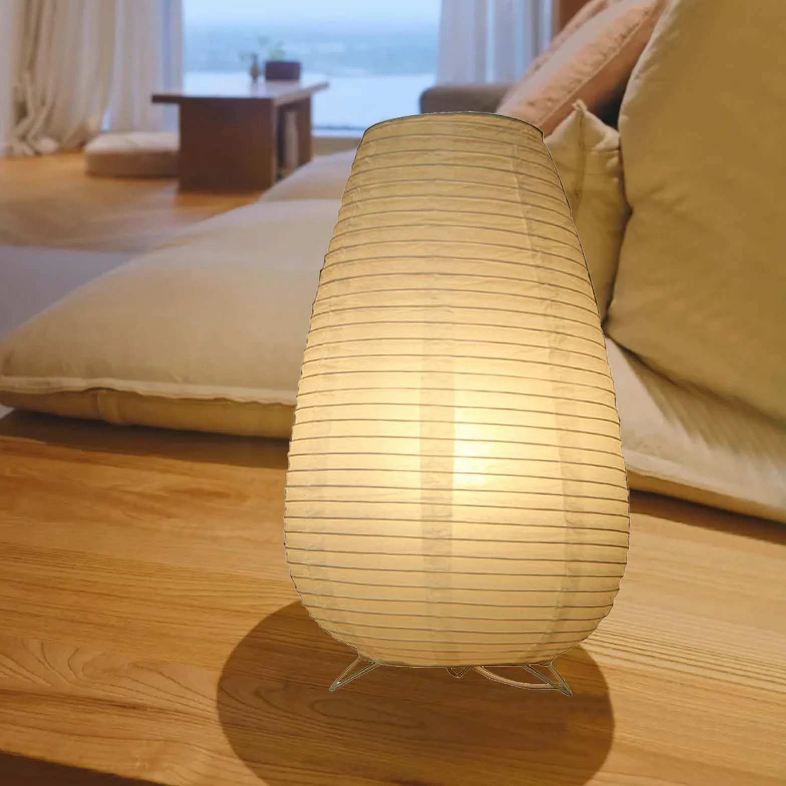 Klosz lampy z papieru ryżowego, papierowa lampa stołowa, biała, lampka nocna, lampa stojąca, lampa stołowa, abażur z oprawką E14, przełącznik i żarówka, okrągła lampa wisząca, kabel 1,8 m, wys. 33 cm