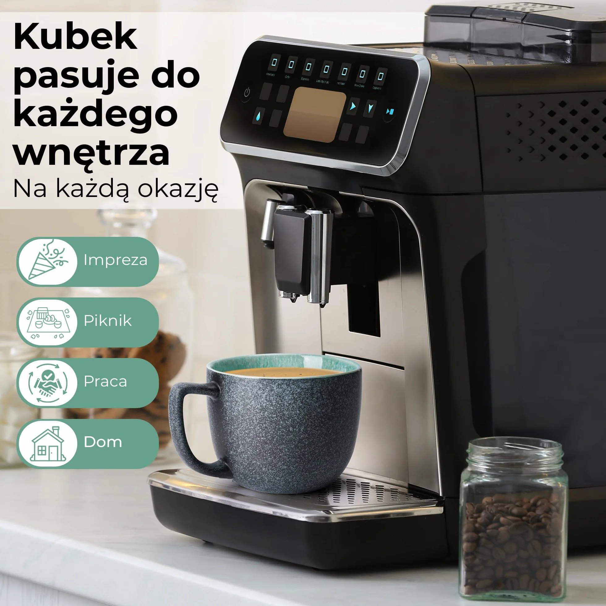 MIAMIO Las Palmitas Zestaw 6 filiżanek do kawy o pojemności 470 ml, duże, nowoczesne kubki z kamionki