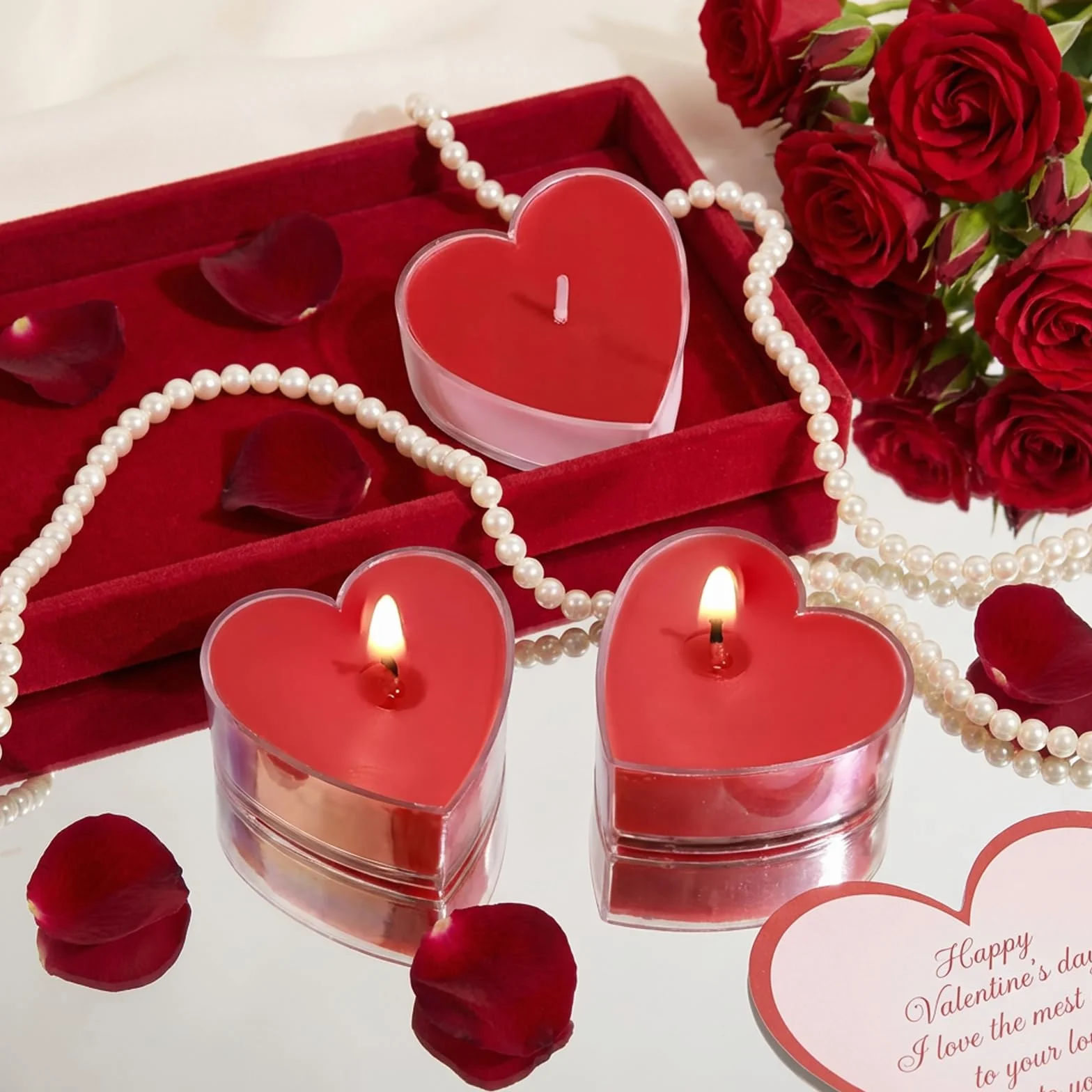 9 romantycznych świeczek typu tealight w kształcie serca, romantyczne świece w kształcie serca, na Walentynki, urodziny, propozycje, wesele, przyjęcie, zaręczyny, czerwone