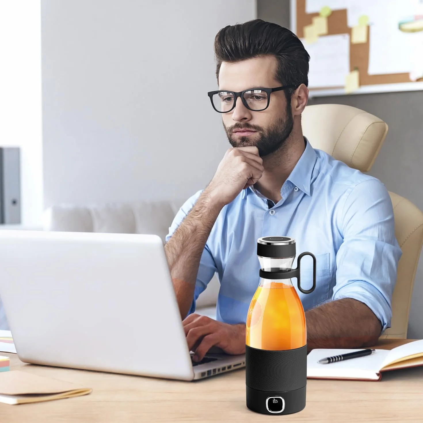 przenośny mikser z 6 ostrzami do koktajli soków i koktajli 350 ml Mini mikser z ekranem LED USB wielokrotnego ładowania, 3000 mAh do domu, sportu, na zewnątrz,