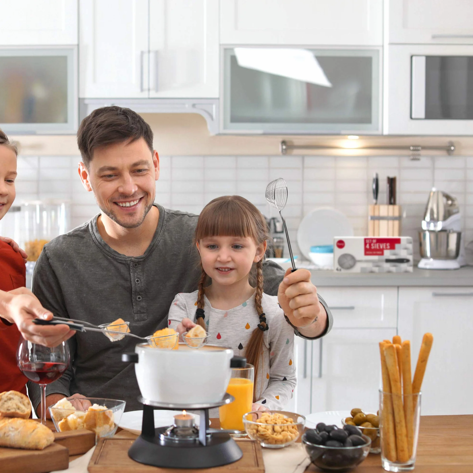 Ranji® Sitko do fondue ze stali nierdzewnej, łatwe w pielęgnacji, idealne do fondue, 8 sztuk
