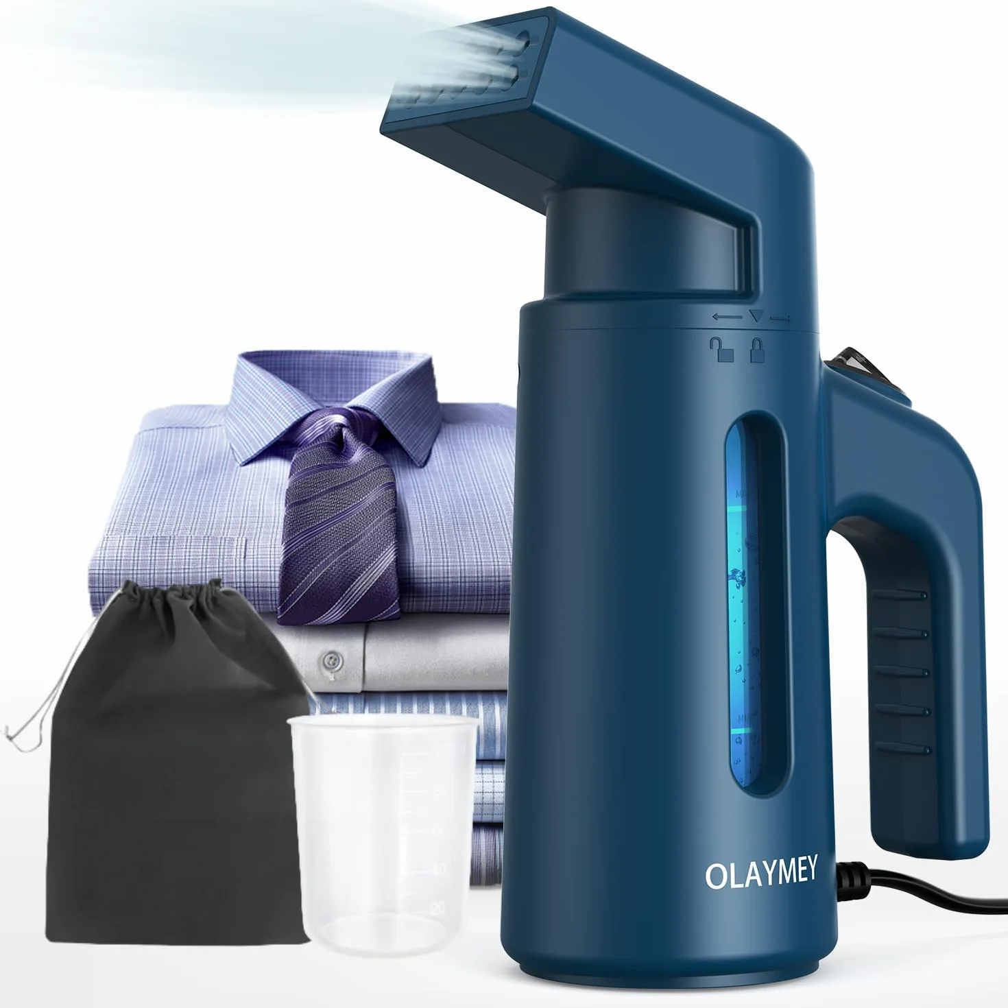 OLAYMEY Żelazko Parowe Podróżne 700W 40S 180ML Niebieski